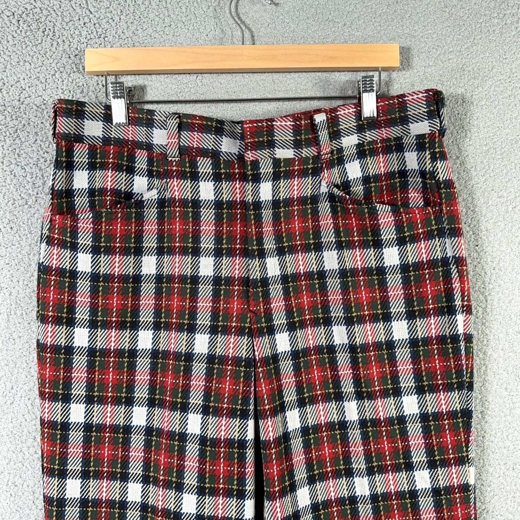 Sears VINTAGE Kings Road Pants 60s Mens 36 Red Tartan Plaid Perma Prest Flared Sears Size US 36 / EU 52 - 5 Thumbnail