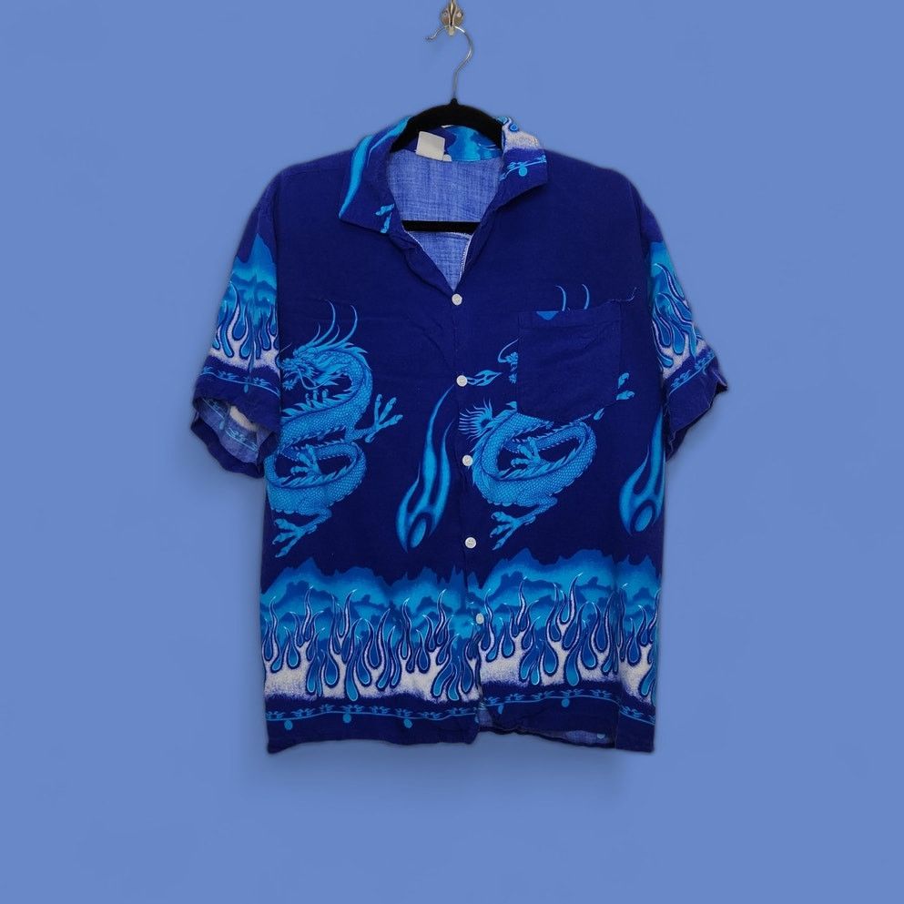 Vintage Vintage 90s y2k Button Hawaiian Dragon Art Hip Hop Shirt VTG Size US M / EU 48-50 / 2 - 1 Thumbnail