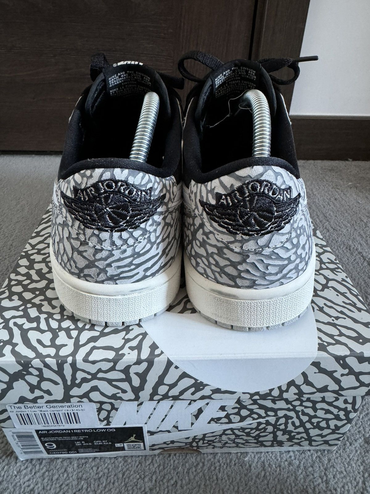 Jordan Brand × Nike Jordan 1 Retro Low OG Black Cement Size US 9 / EU 42 - 7 Thumbnail