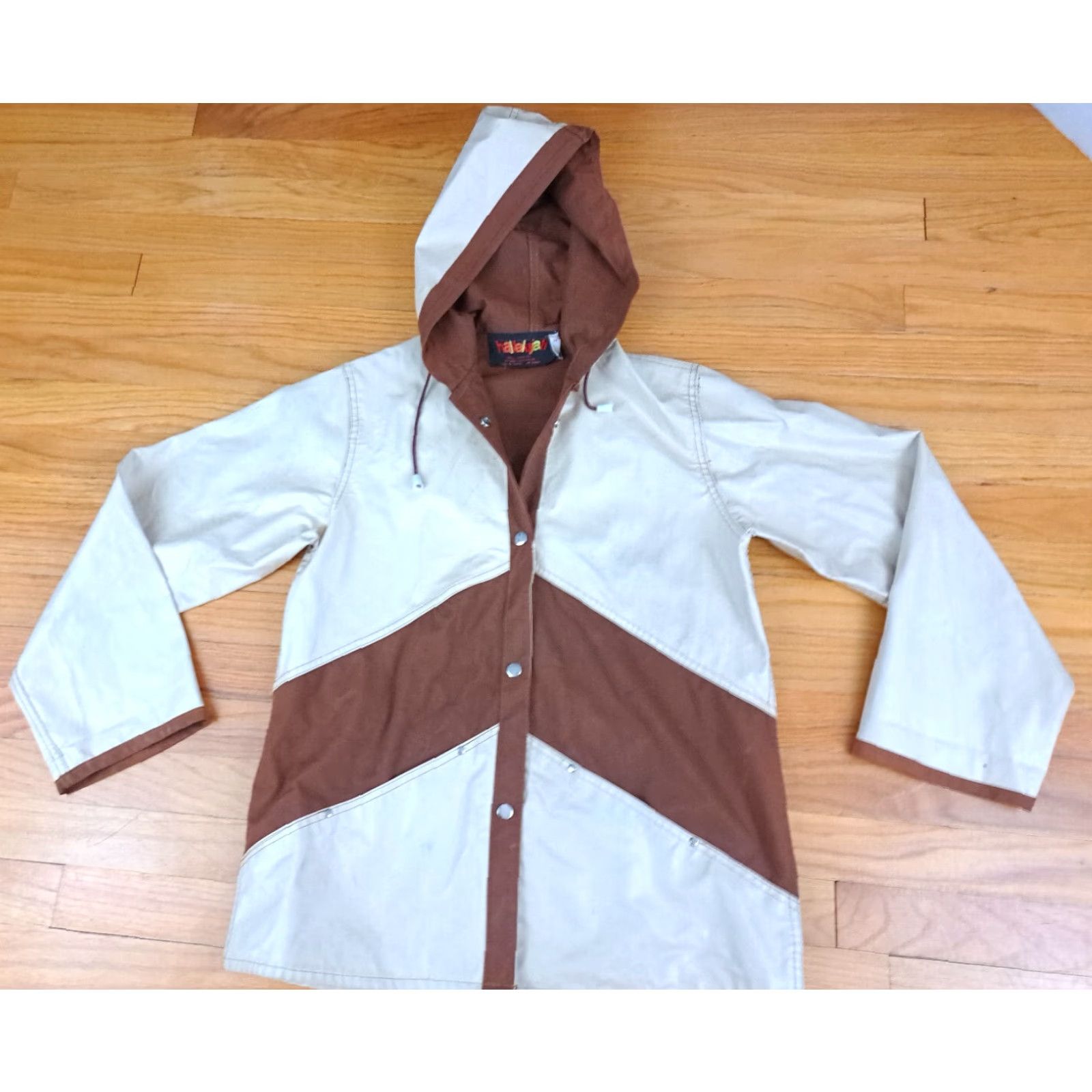Rains Hallelujah Rain Coat Jacket Men M PVC Studded Pockets Multicolor 26in Long 28in Pit to Pit Button Full Metal Size US M / EU 48-50 / 2 - 5 Thumbnail