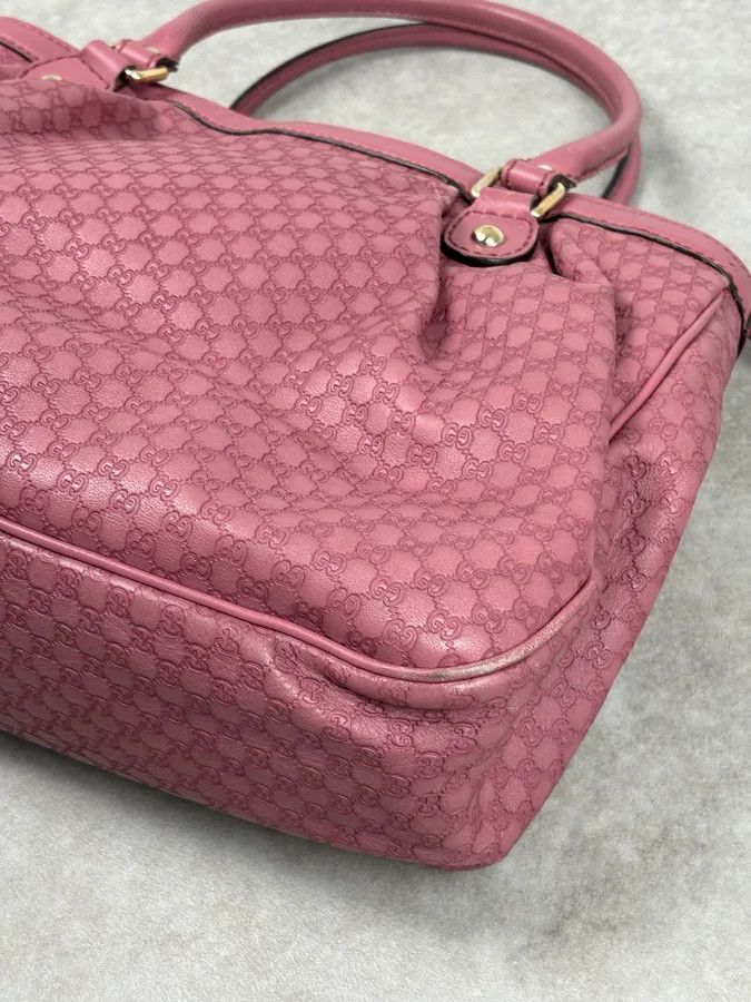 Gucci 2000s Gucci Sukey Monogram Pink Leather Handle Bag Size ONE SIZE - 9 Thumbnail