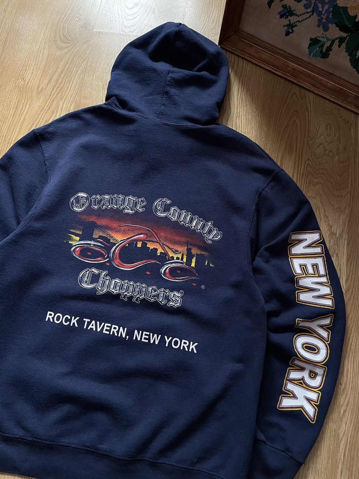 Harley Davidson Vintage Y2K Orange Country Choppers New York Biker Hoodie Size US M / EU 48-50 / 2 - 6 Thumbnail