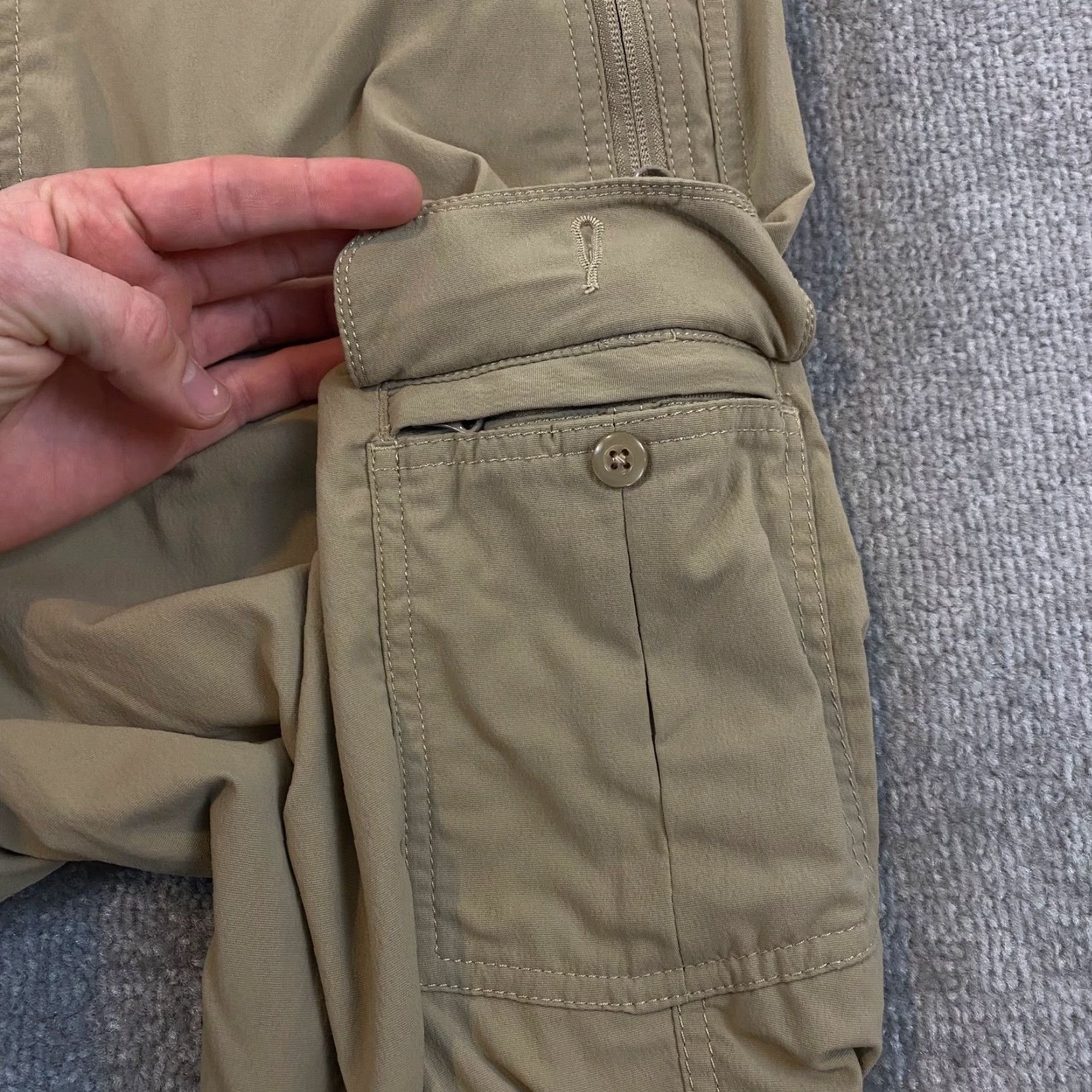 Vintage Clothing Arts Pants Women 16 Petite Brown Cargo Travel Pick-Pocket Proof Roll Up Cargo Pants Women 16P Brown Size 38" / US 16 / IT 52 - 7 Thumbnail