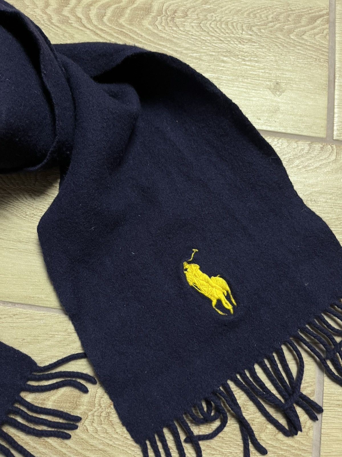 Polo Ralph Lauren Polo Ralph Lauren Wool Scarf Unisex Navy Big Logo Excellent Size ONE SIZE - 4 Thumbnail
