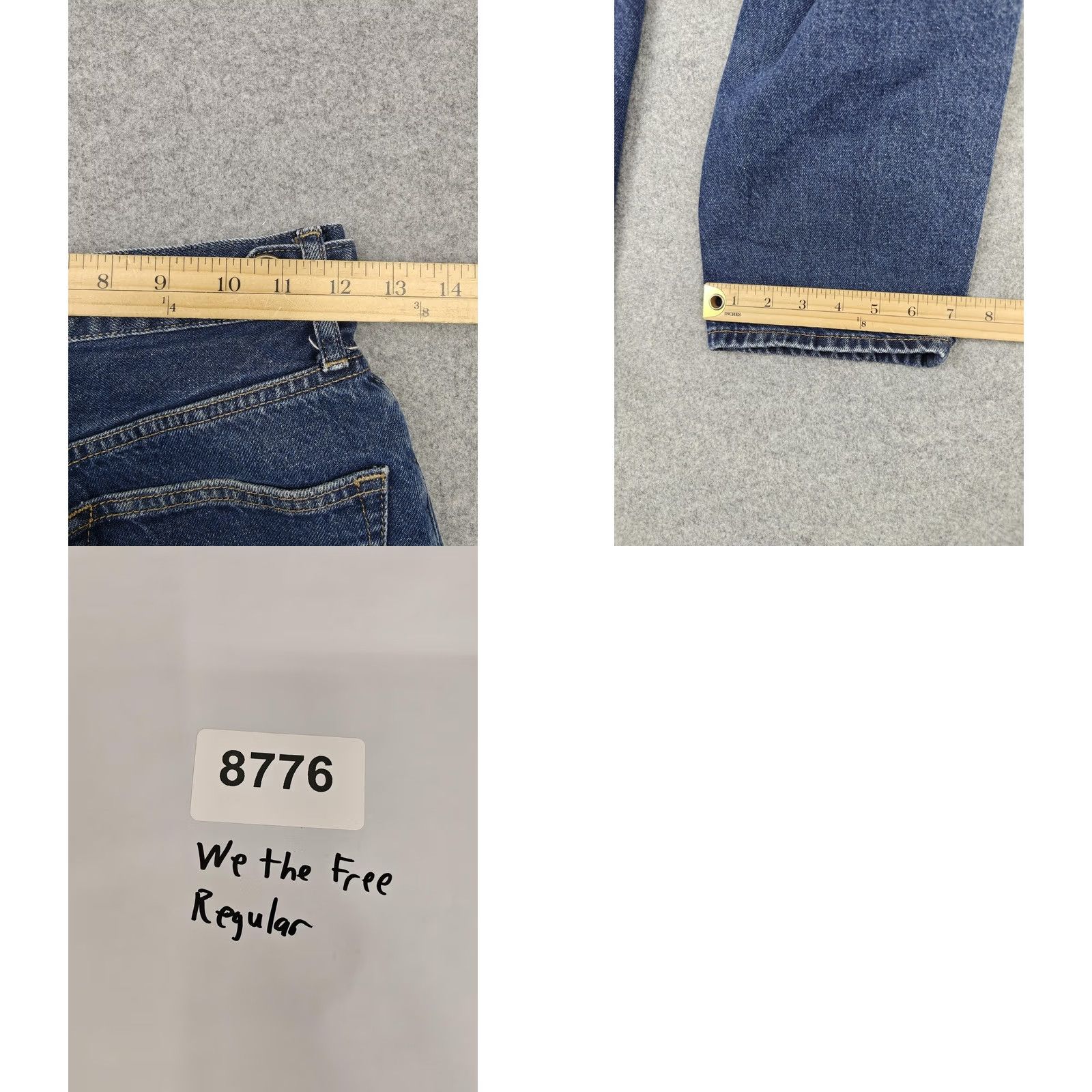 Vintage We The Free Jeans Womens 25 Blue High Rise Straight Denim Buttons | 5-Pocket Bohemian 100% Cotton Pants Size 42" / US 20 - 8 Thumbnail