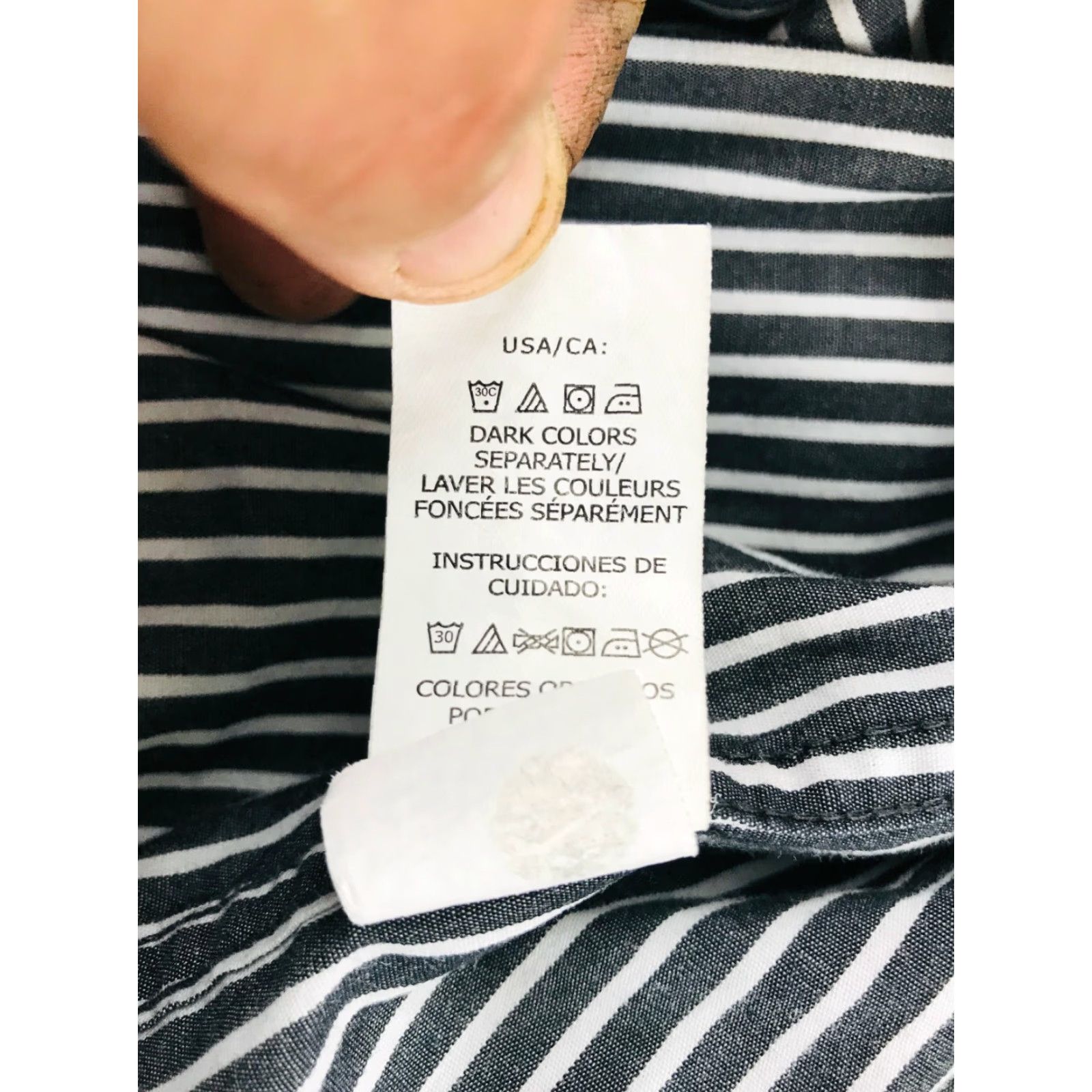 Chaps Chaps Shirt Men's XXL Casual Button-Down Long Sleeve Logo Pocket Striped Gray Cotton Polyester Size US XXL / EU 58 / 5 - 6 Thumbnail