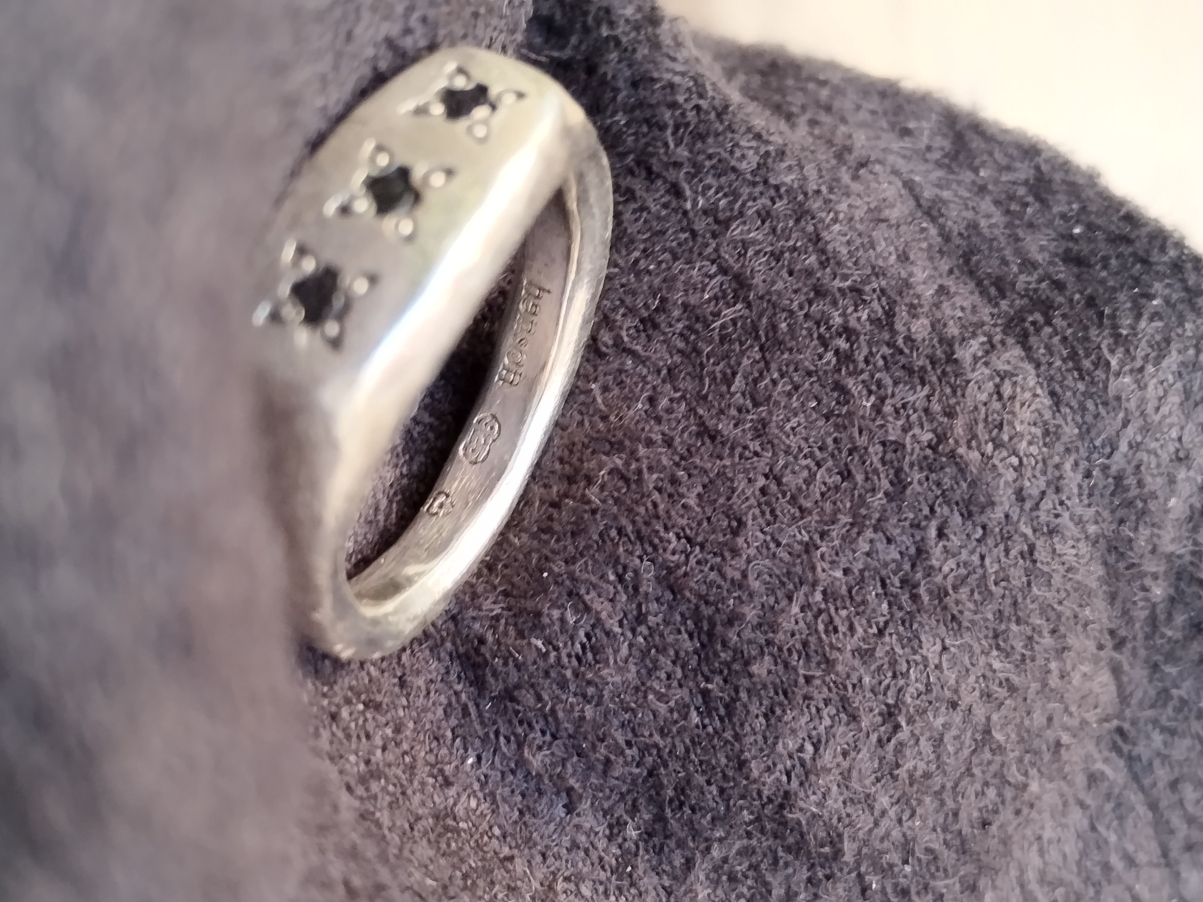 Henson Henson Black Diamond 925 Signet Ring Size ONE SIZE - 8 Thumbnail
