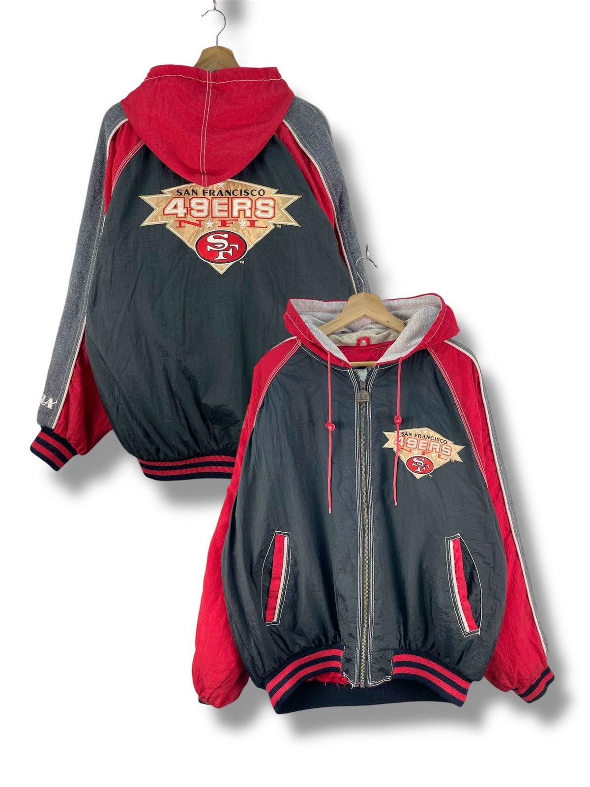 NFL Vintage San Francisco 49ers Windbreaker Hoodie Nylon Jacket Size US XXL / EU 58 / 5 - 1 Thumbnail