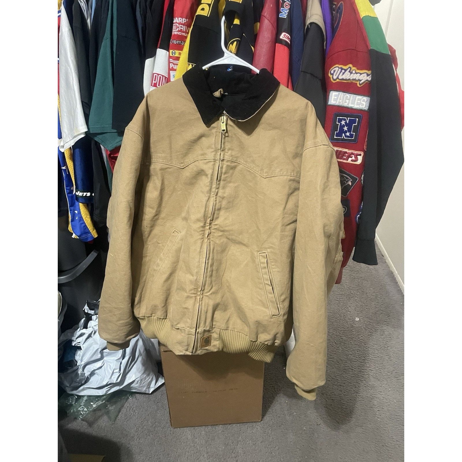 Carhartt Size 2XL-Carhartt Santa Fe Jacket Quilt Lined J14 tan Bomber Size US XXL / EU 58 / 5 - 1 Thumbnail
