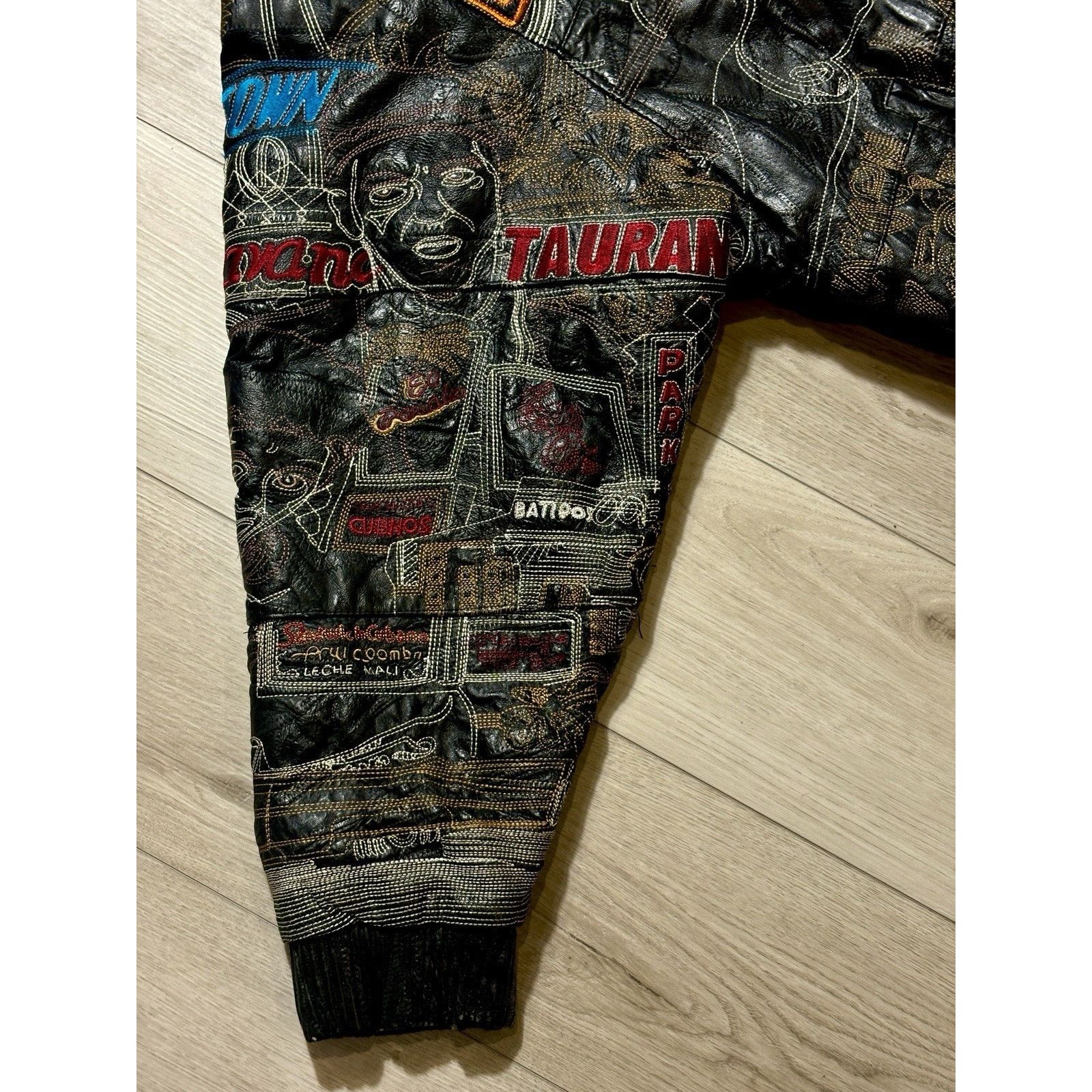 Other Scarface Leather Embroidered Fur Hood Jacket Black Y2K 5XL Size US XXL / EU 58 / 5 - 12 Thumbnail