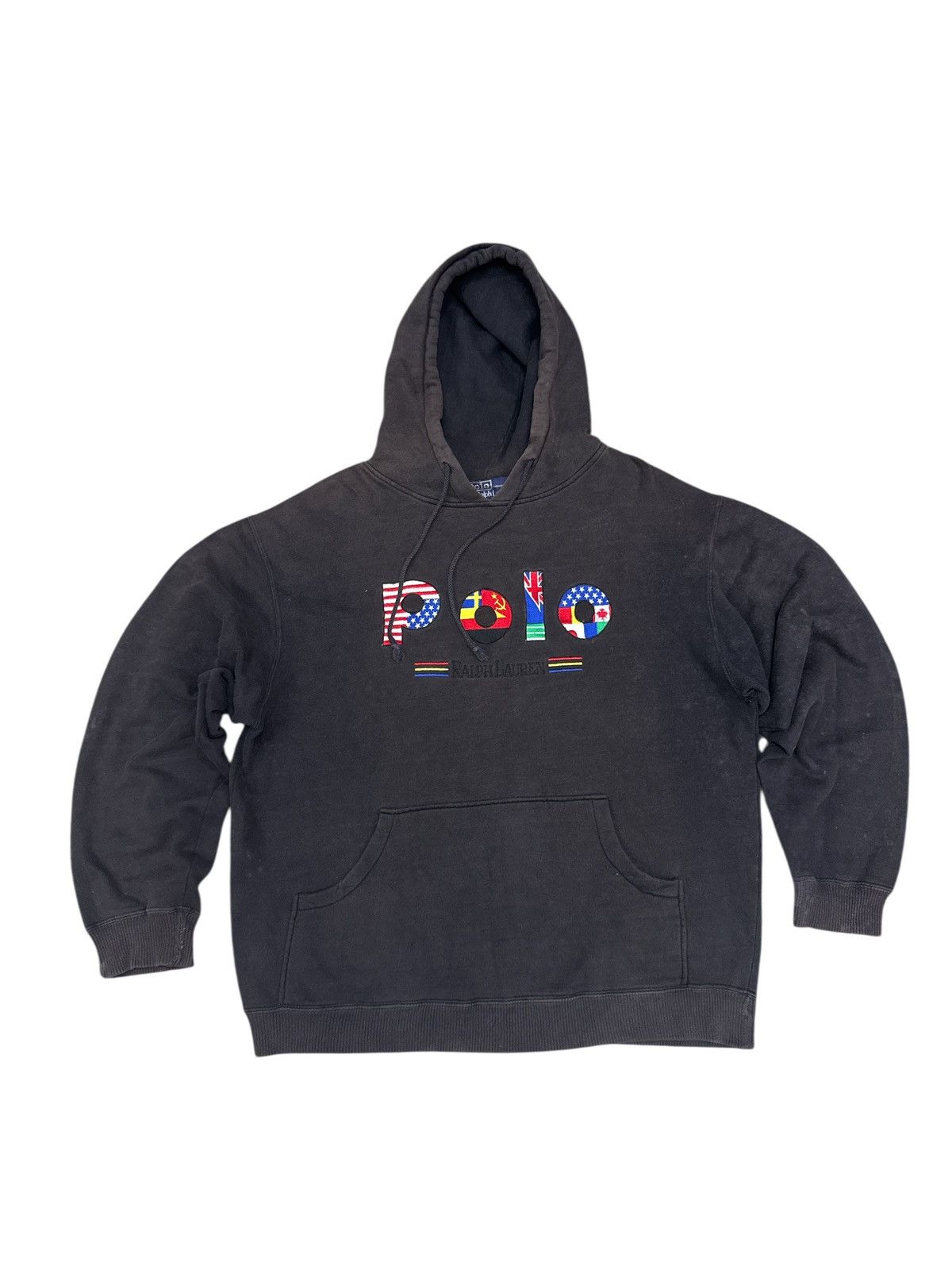 Polo Ralph Lauren × Vintage VTG 1990s POLO RALPH LAUREN MULTINATIONS FLAGS LOGO HOODIE Size US L / EU 52-54 / 3 - 1 Thumbnail