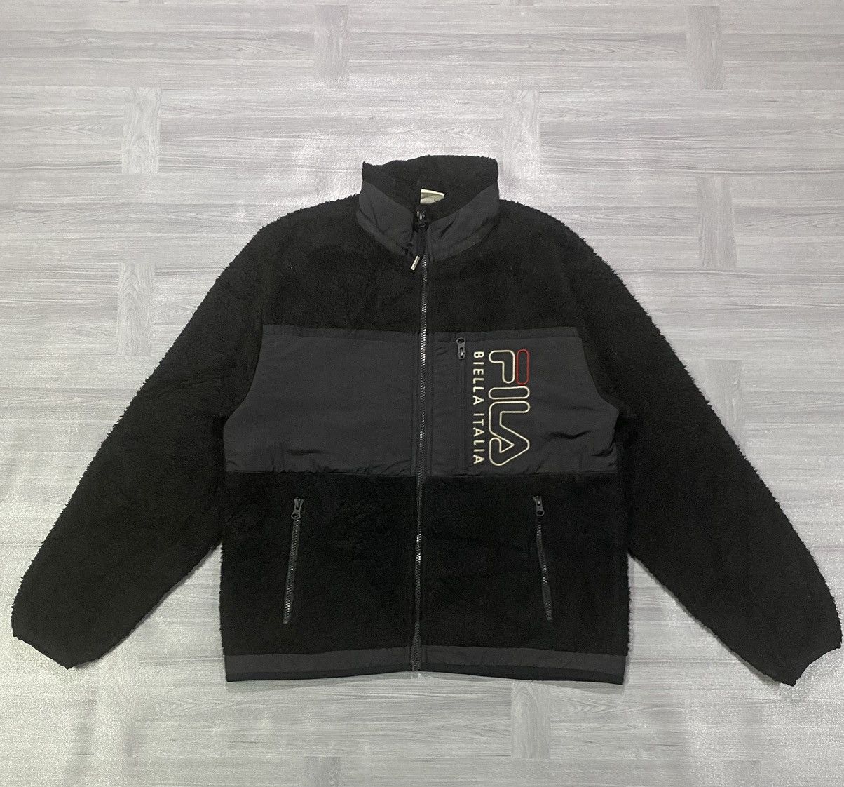 FILA Embroidered Logo Zipper Fleece Jacket
