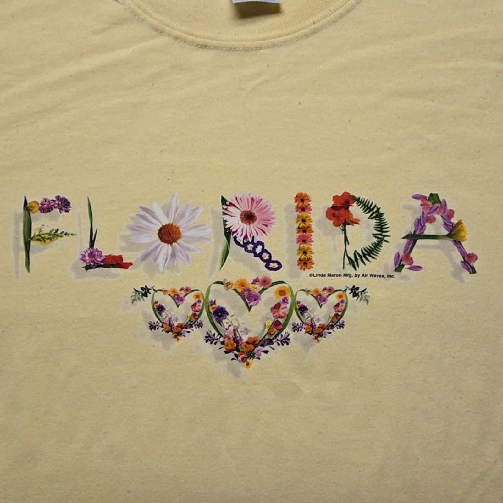 Jerzees Vintage Florida Floral T-shirt Yellow L Flower Graphic Tee Size L / US 10 / IT 46 - 2 Thumbnail
