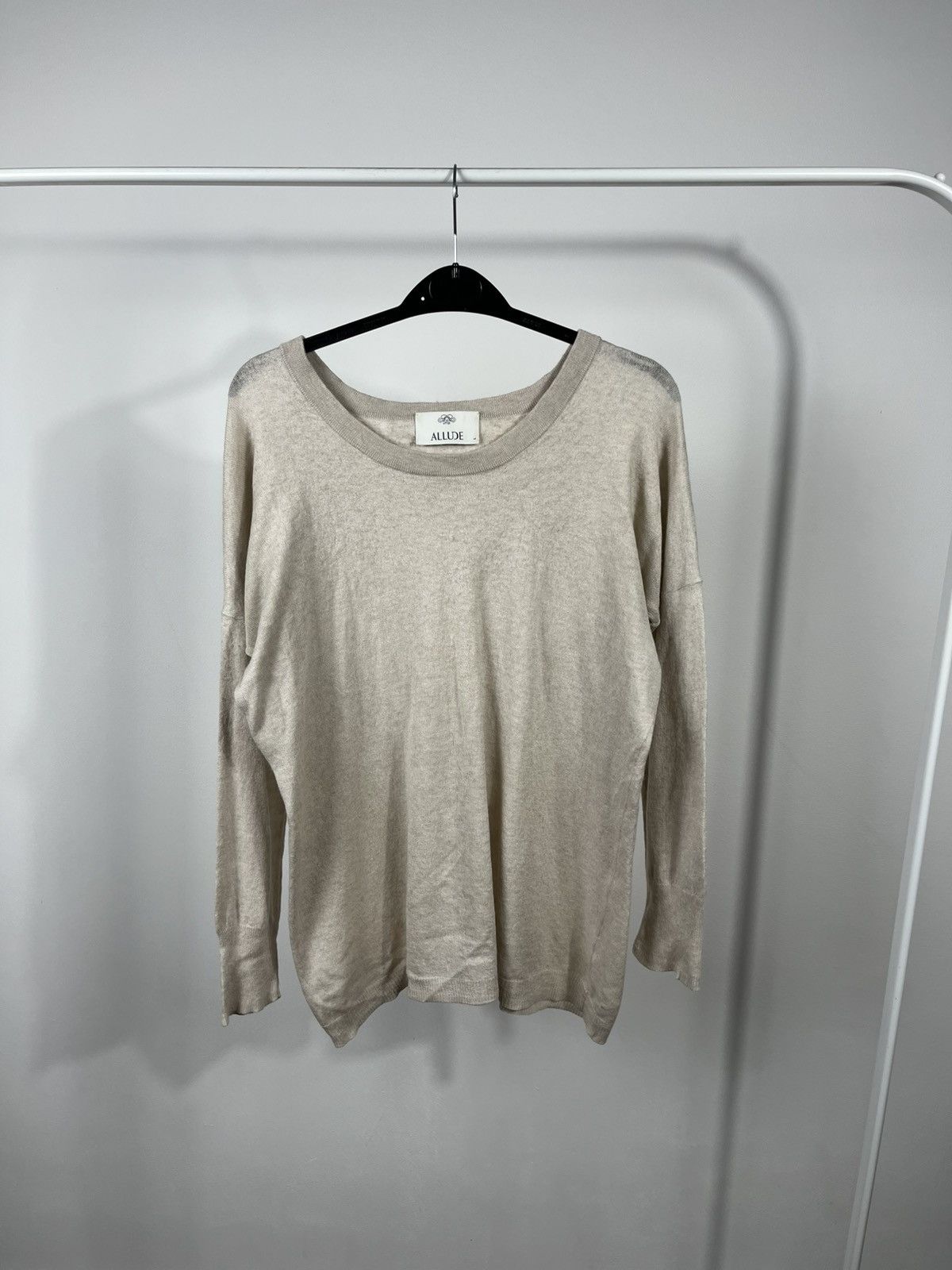 Allude Allude Cashmere Knit Sweater Beige Size L Size L / US 10 / IT 46 - 1 Thumbnail