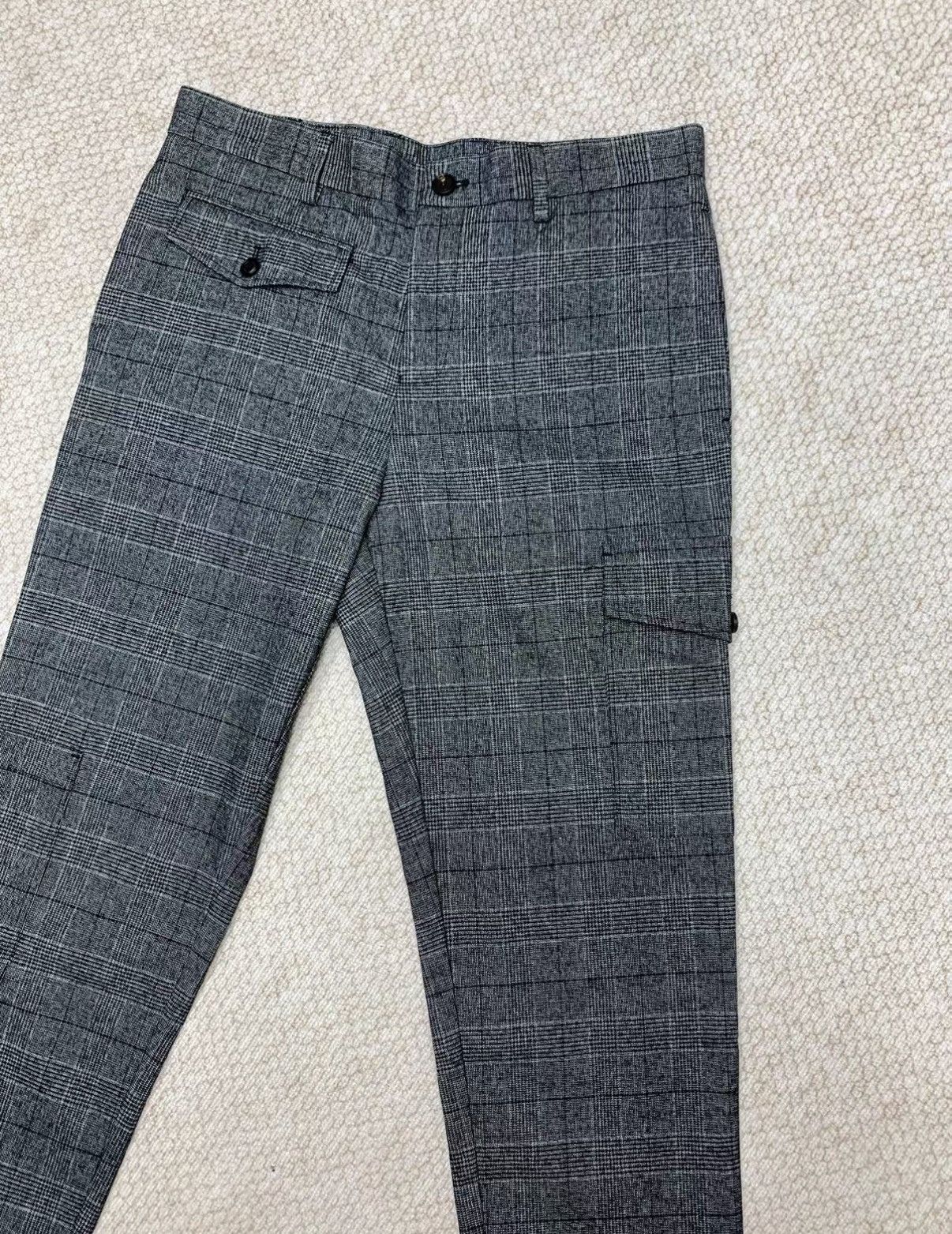 Brunello Cucinelli BRUNELLO CUCINELLI Dark Grey Plaid Multi-Pocket Cargo Pants Size US 32 / EU 48 - 2 Thumbnail
