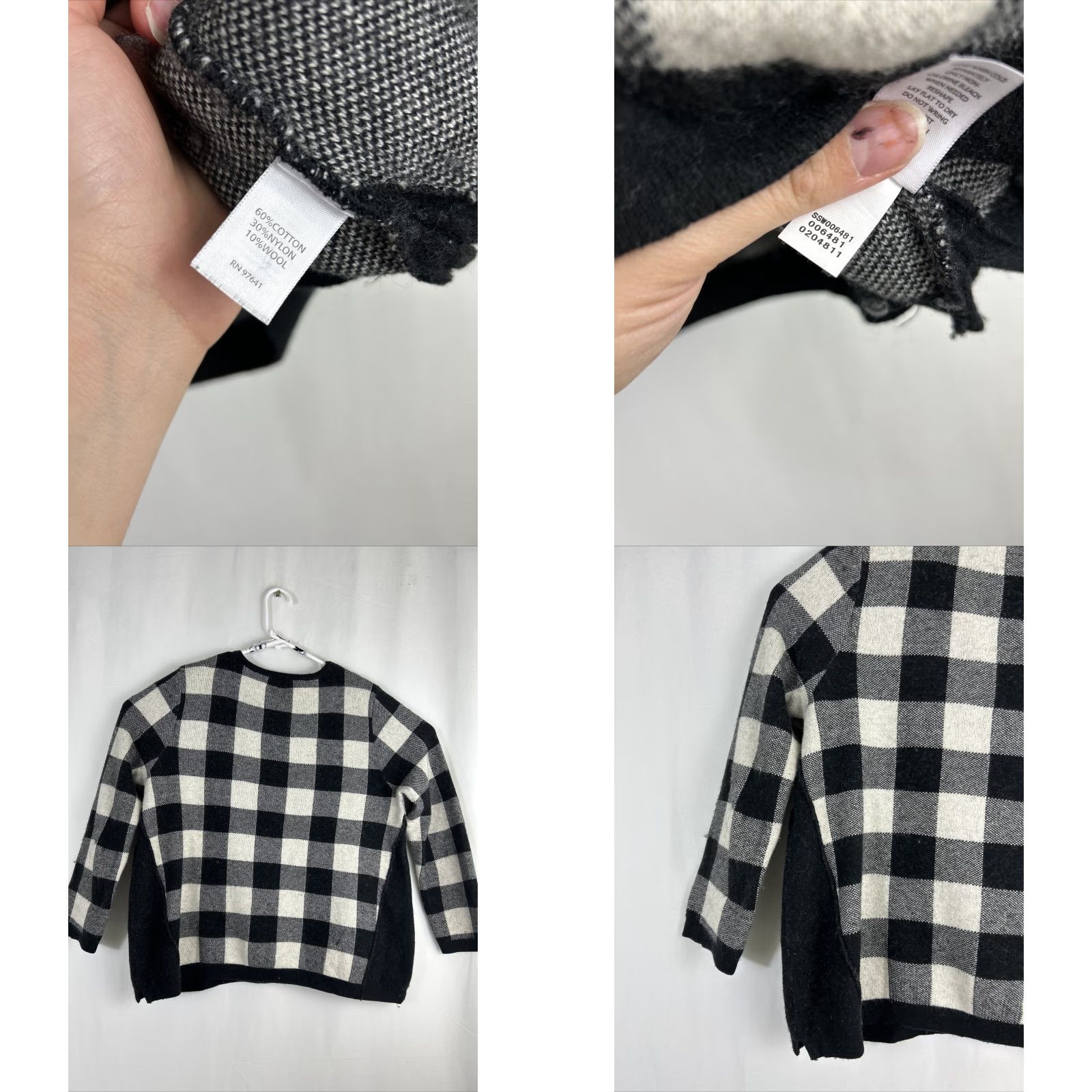 J. Jill J Jill Womens Medium Black White Plaid Pullover Sweater Casual Cotton Wool Nylon Knit M Black Women's Sweater 90s? Size M / US 6-8 / IT 42-44 - 9 Thumbnail