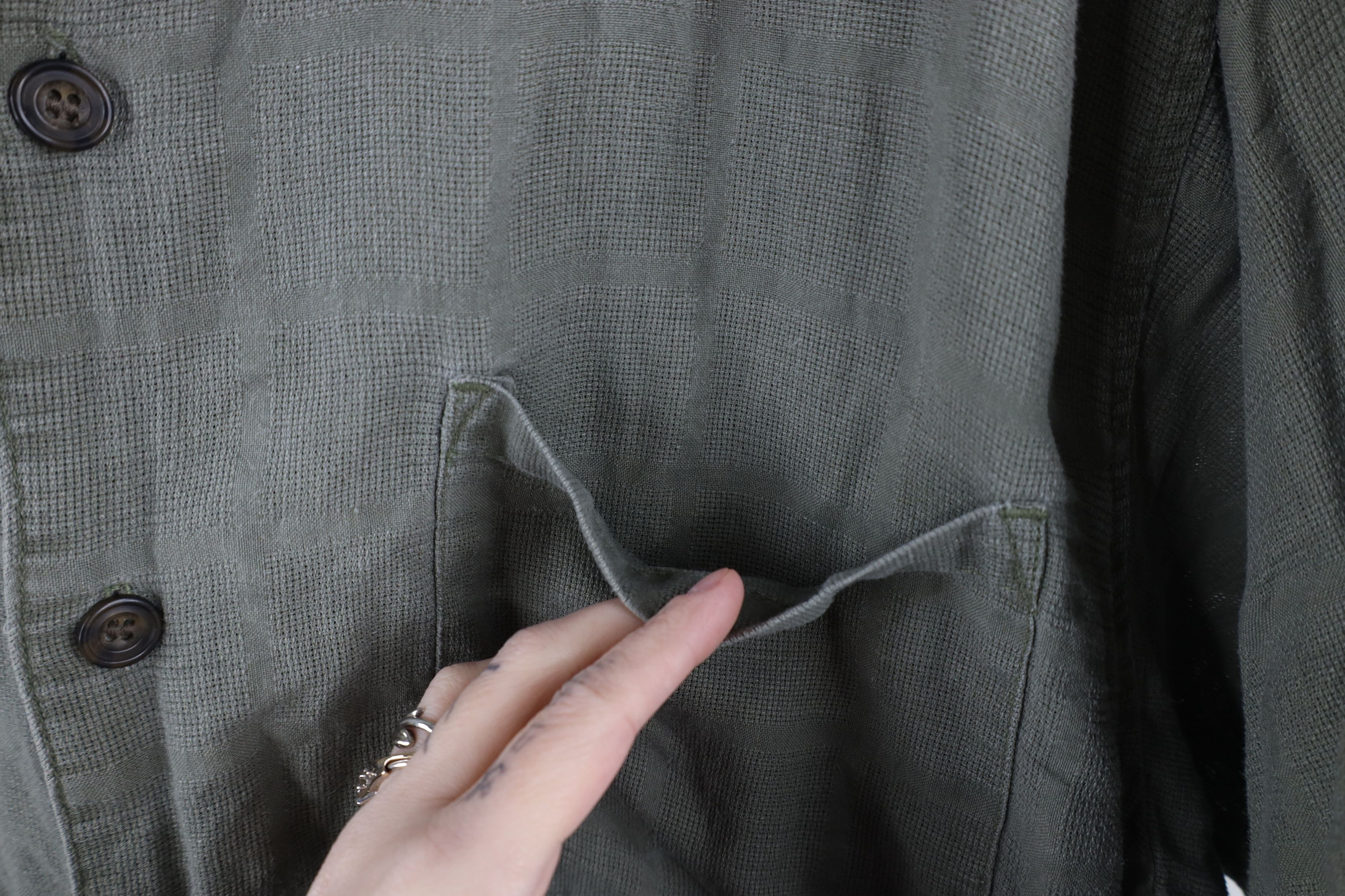 Vintage Vintage 90s Streetwear Weave Collared Button Shirt Green Size US XL / EU 56 / 4 - 4 Thumbnail