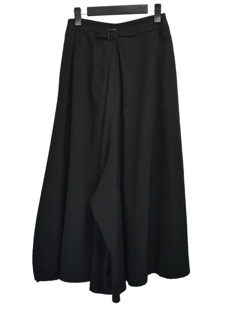 image of Yohji Yamamoto + Noir - Tri-Poly Asymmetric Wide Pants in Black, Women's (Size 24)