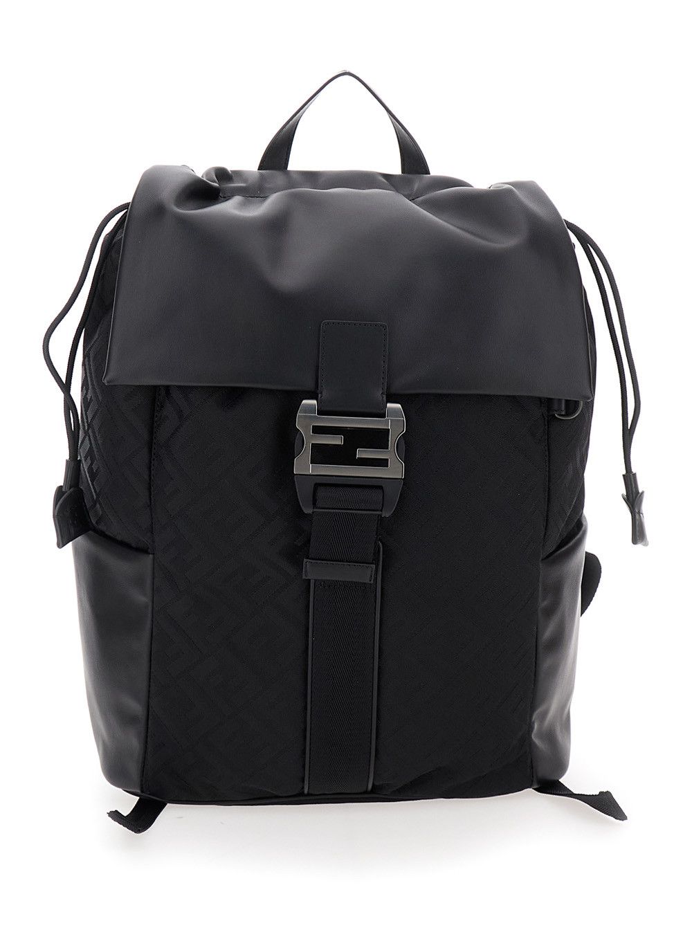 Fendi Black Backpack with Logo Plaque and All-Over FF Motif in Nylon Man Size ONE SIZE - 1 Thumbnail