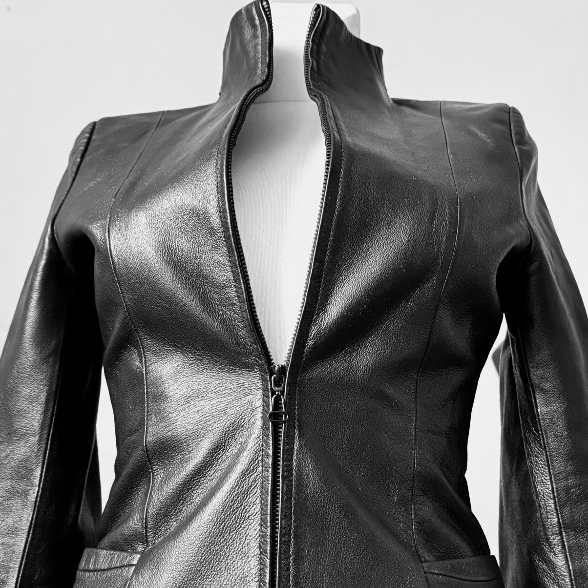 Vintage So sick fitted leather biker avant garde jacket Size S / US 4 / IT 40 - 3 Thumbnail