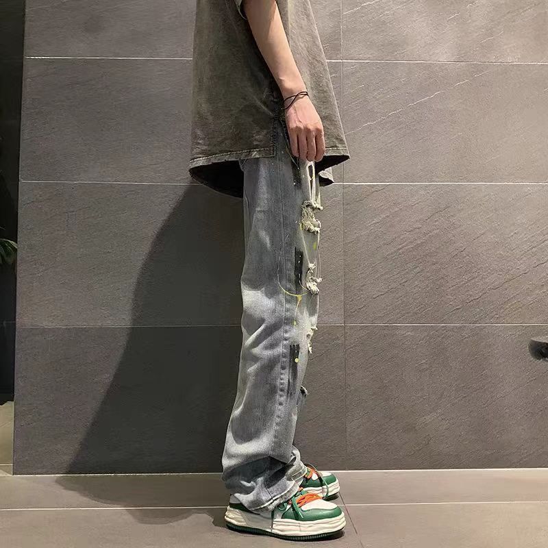 Designer × Jean × Vintage High street hip hop ripped straight leg jeans Size US 34 / EU 50 - 4 Thumbnail