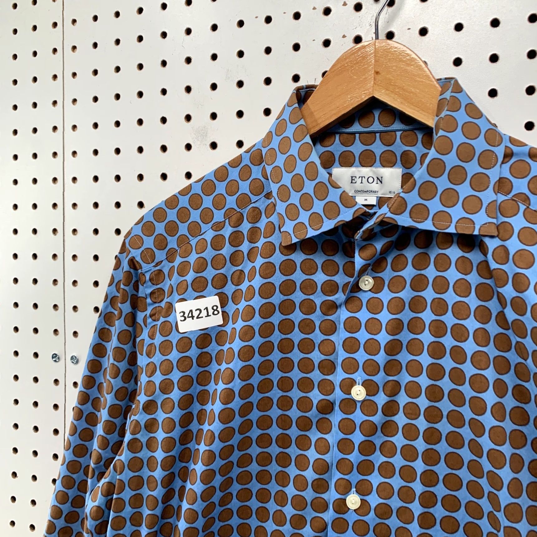 blue polka dot dress shirt mens Alexander in Navy Dots Shirt, 18 34/35 main image 0