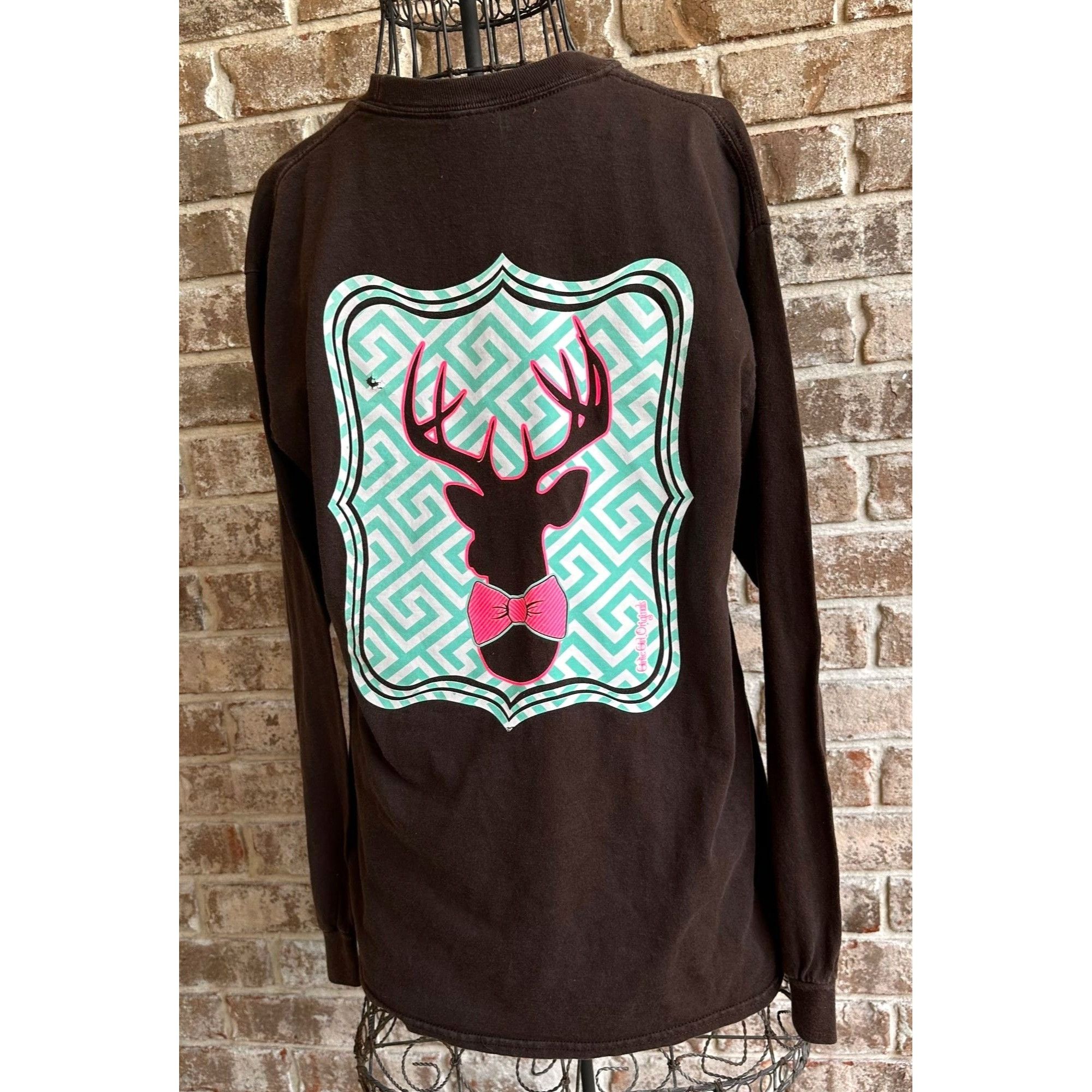 Vintage Girlie Girl Originals Long Sleeve Deer Antlers Tee Shirt Size M / US 6-8 / IT 42-44 - 3 Thumbnail
