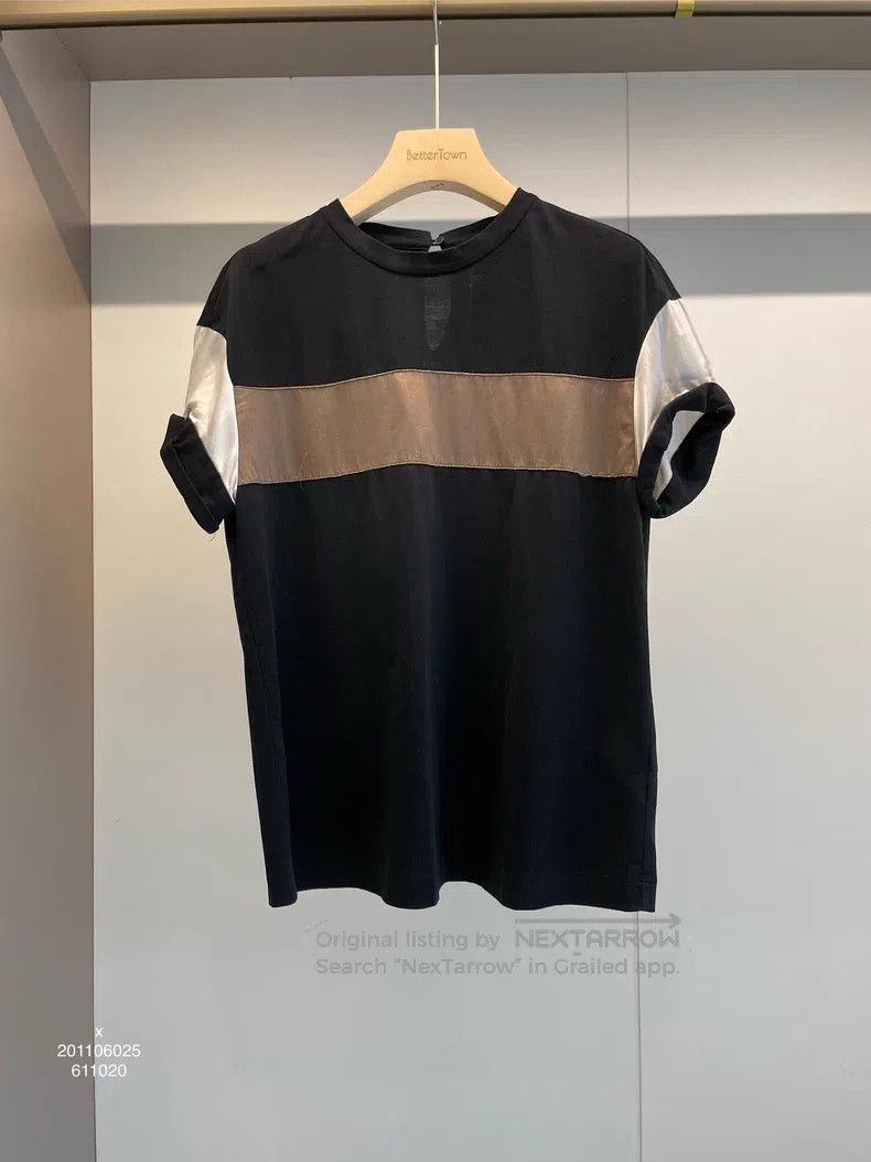 Brunello Cucinelli Brunello Cucinelli Black cotton beaded short-sleeve T-shir Size S / US 4 / IT 40 - 1 Thumbnail