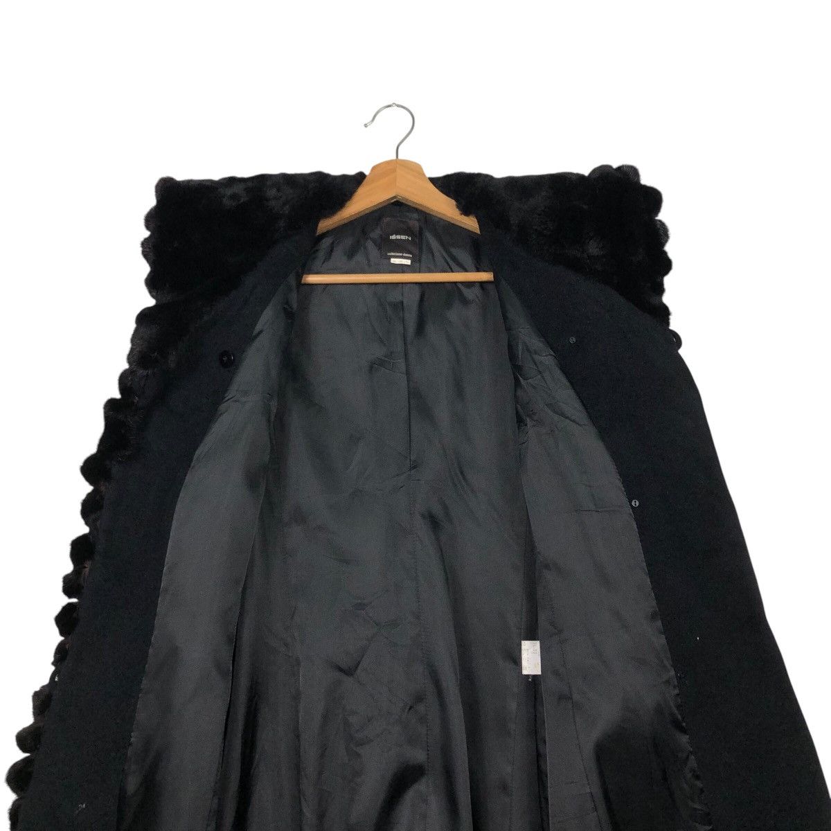 Issey Miyake 📌Rich Black Vintage Long Jacket Wool Issen Collezione Donna Size US M / EU 48-50 / 2 - 16 Thumbnail