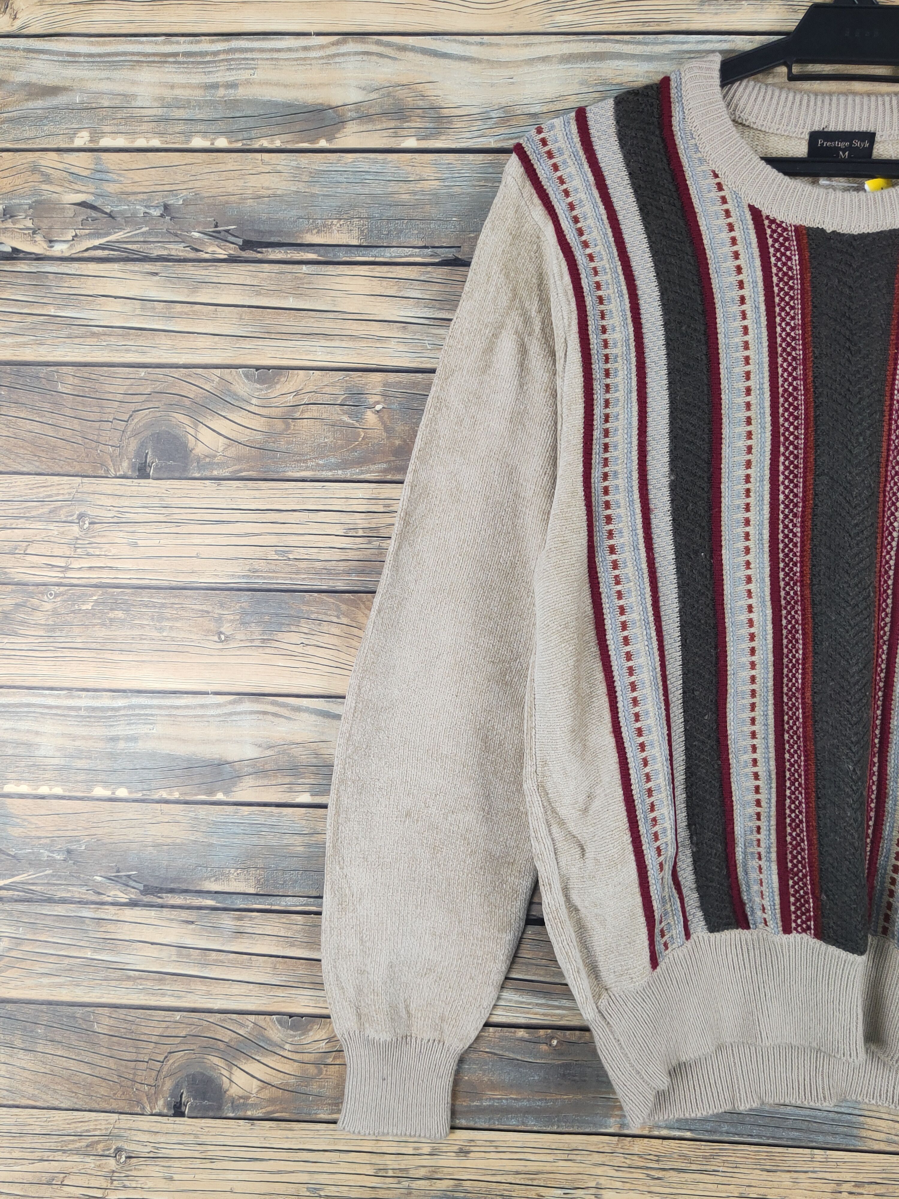Homespun Knitwear Prestige style Brown Knitwear striped Sweatshirts #W1273 Size US M / EU 48-50 / 2 - 3 Thumbnail