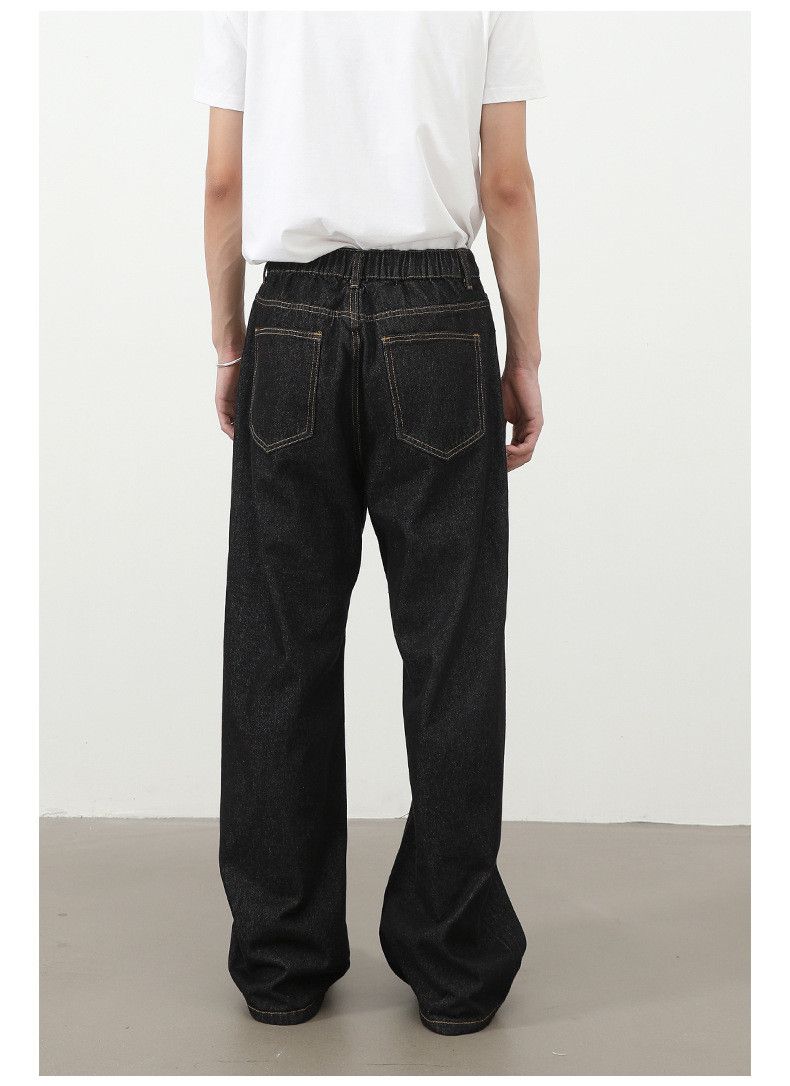 Jean Men's semi-elastic waist loose straight original color jeans Size US 32 / EU 48 - 5 Thumbnail