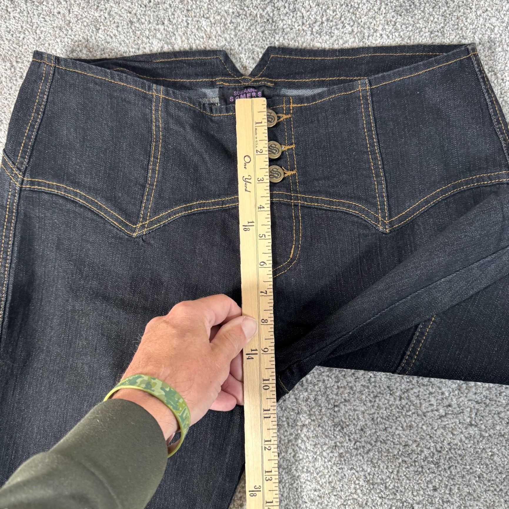 Vintage Suzanne Somers Jeans Skinny 10 Dark Indigo Stretch Y2K Slimming Tummy Control Shapewear Womens Jeans Size 32" / US 10 / IT 46 - 5 Thumbnail
