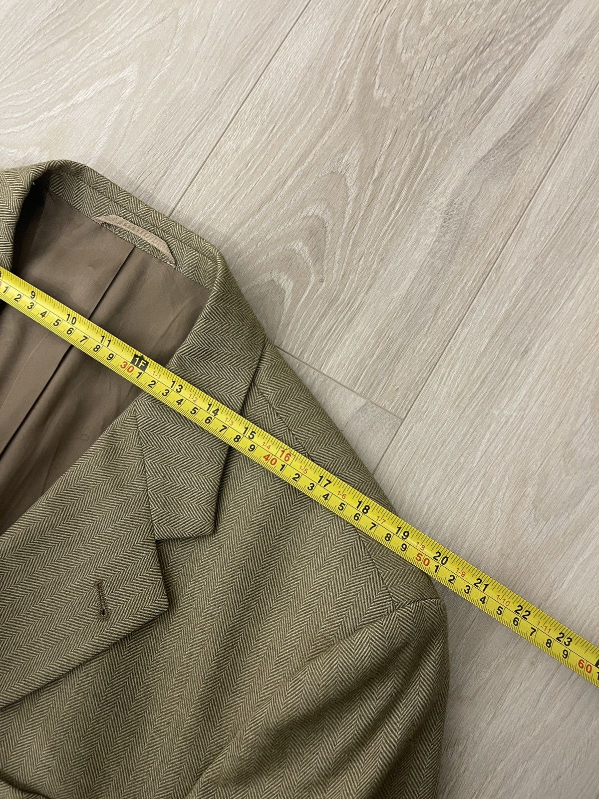 Vintage 🔥Vintage blazer beige herringbone pattern classic jacket Size 46R - 9 Thumbnail