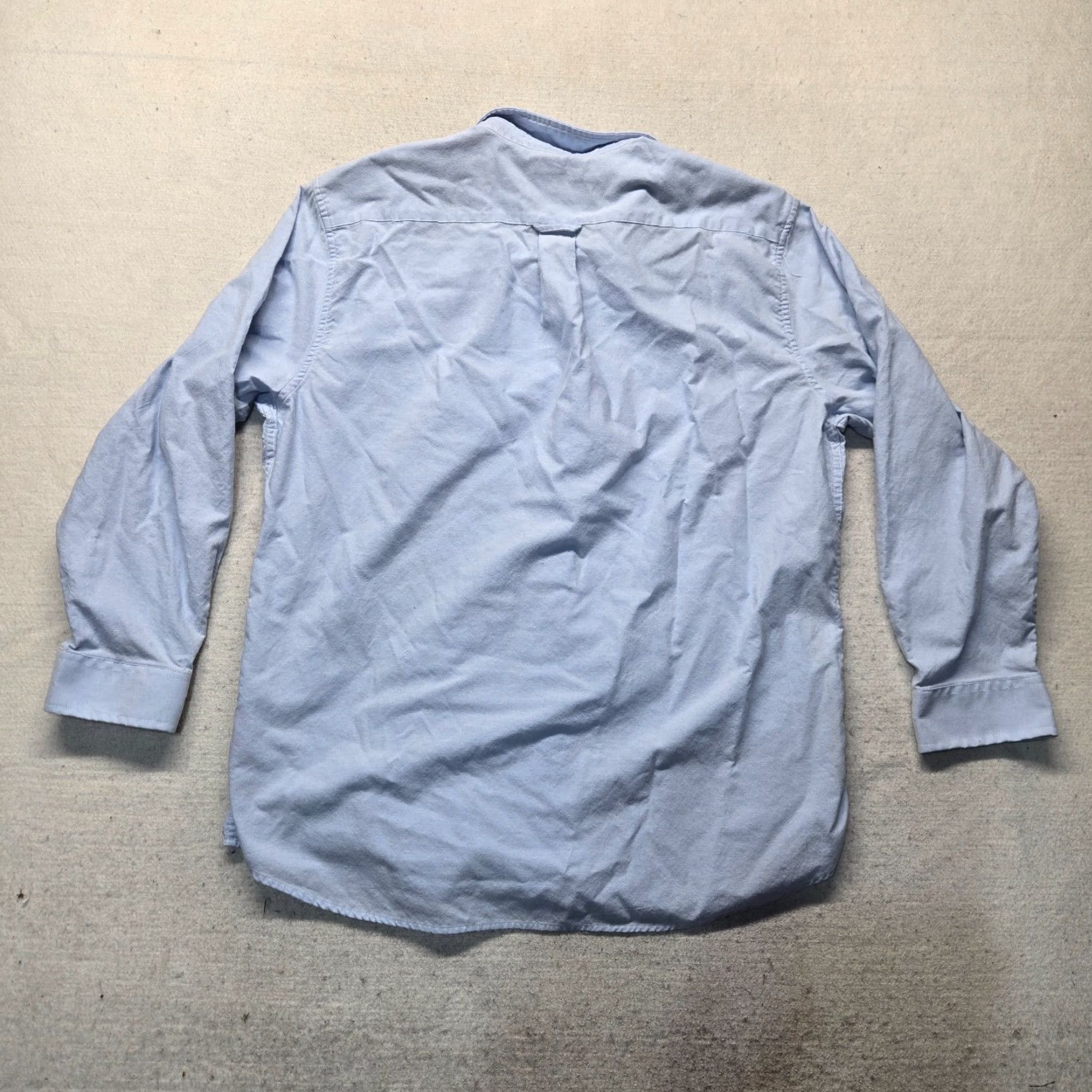 Vintage Saddlebred Shirt Long Sleeve Button-Up Adult Men 17.5 34/35 Blue Solid Cotton Polyester Button-Down Collar Mens Size US XXL / EU 58 / 5 - 6 Thumbnail