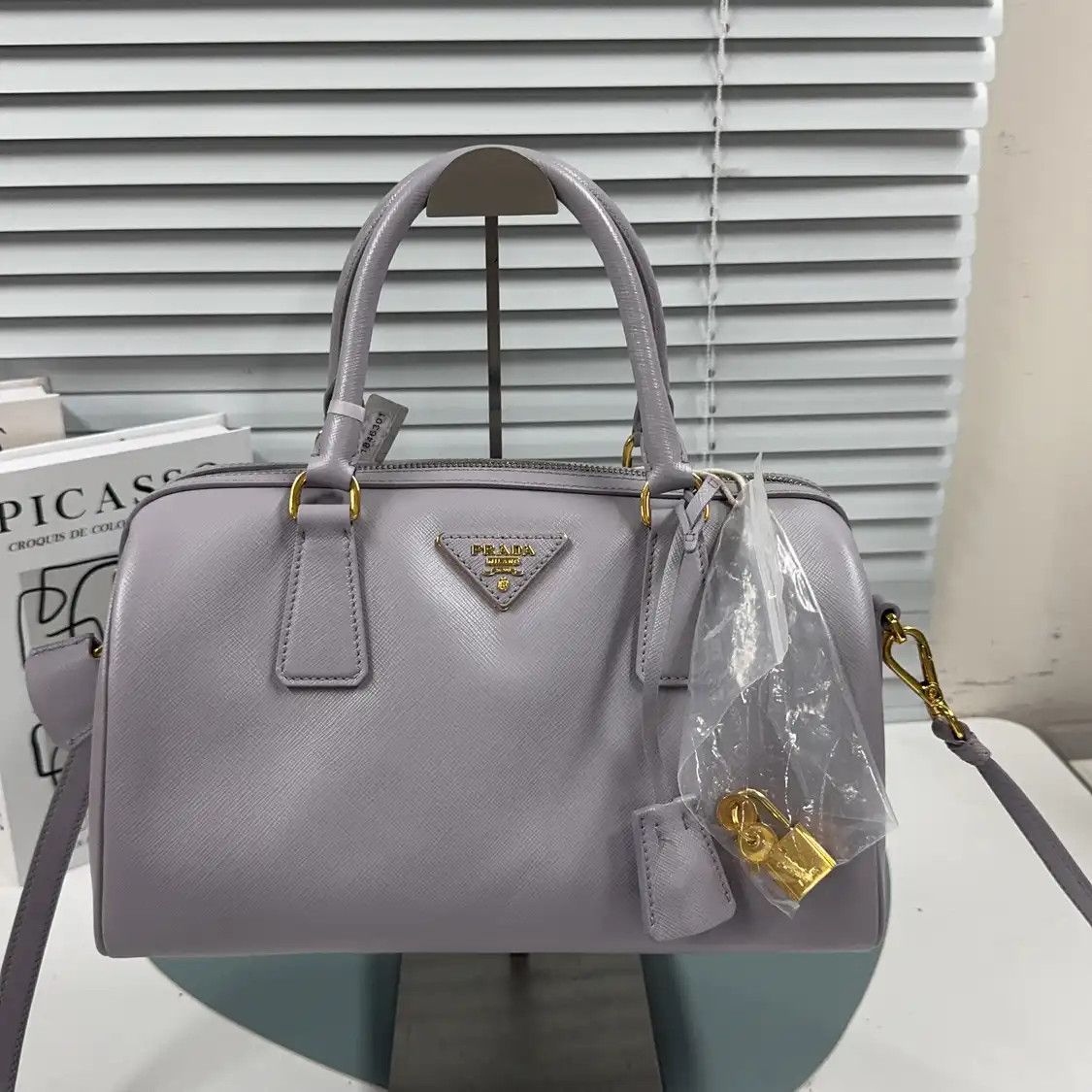 Prada PRADA Bauletto light purplecowhide leather embossed crossbody bag Size ONE SIZE - 1 Thumbnail