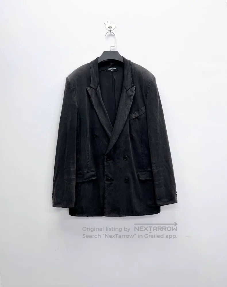 Balenciaga Balenciaga Black Distressed Mud-Dyed Double Breasted Blaze Size US M / EU 48-50 / 2 - 1 Thumbnail
