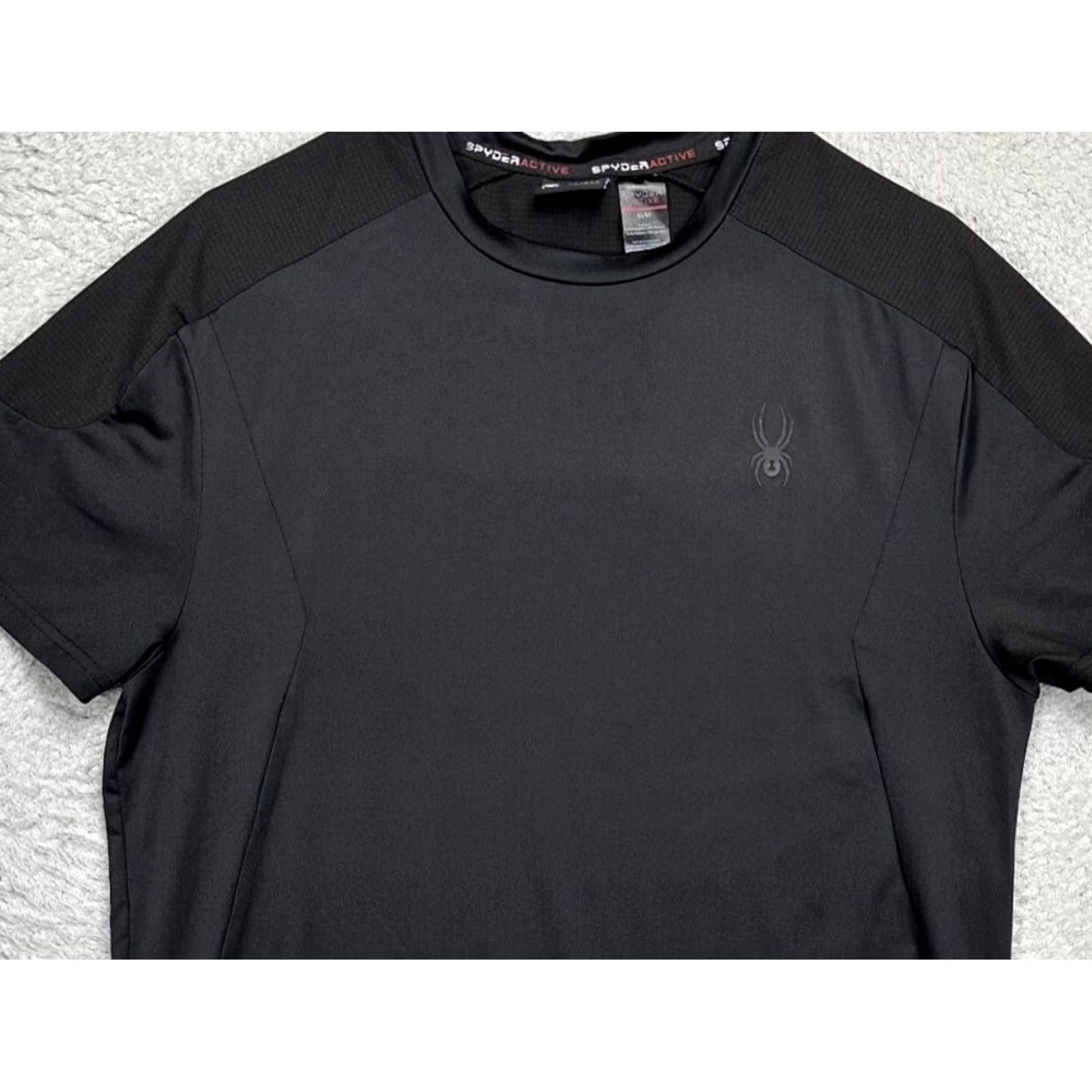 Spyder Spyder Active T-Shirt Adult Medium Black Mens Short Sleeve Crew Neck Workout Shirt Tee Regular Fit Size US M / EU 48-50 / 2 - 2 Thumbnail