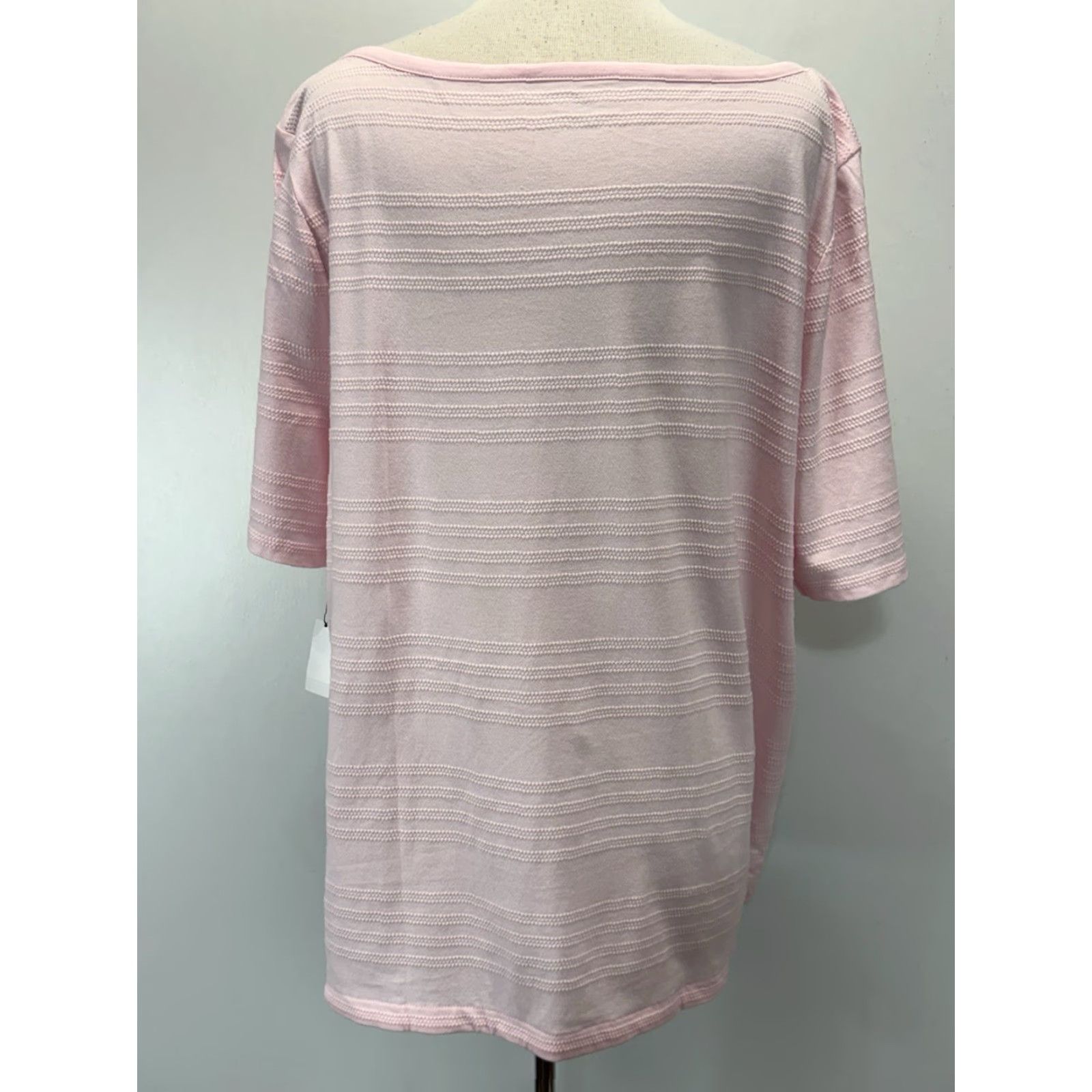 Talbots Talbots Shirt 3X Plus Pink Textured Short Sleeve Boat Neck Cotton T-Shirt Womens Vintage: No Women Size 3X Pink Casual Shirt Ladies Size XXL / US 16-18 / IT 52-54 - 3 Thumbnail