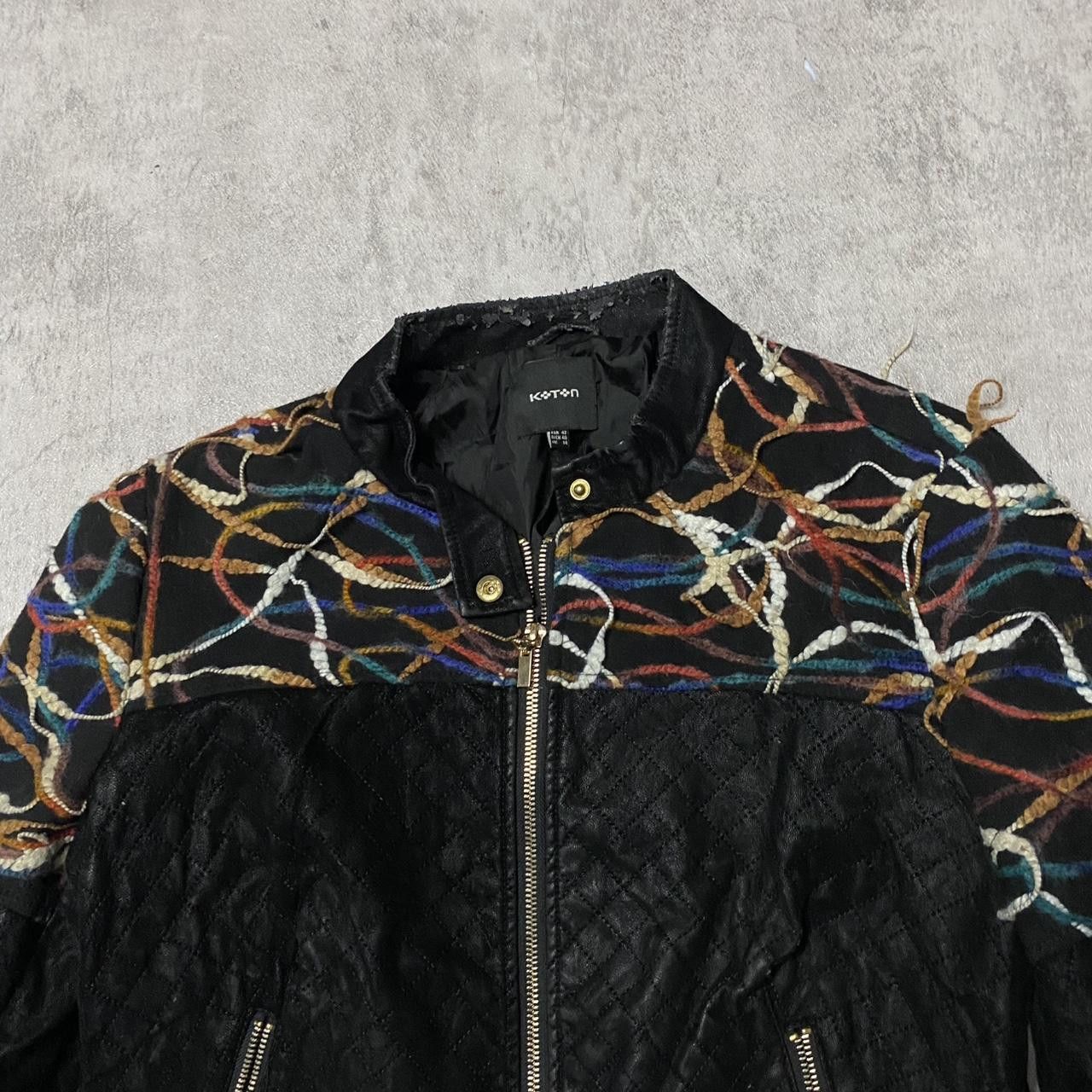 Other Black leather biker jacket with multicolored embroidered Size ONE SIZE - 2 Thumbnail