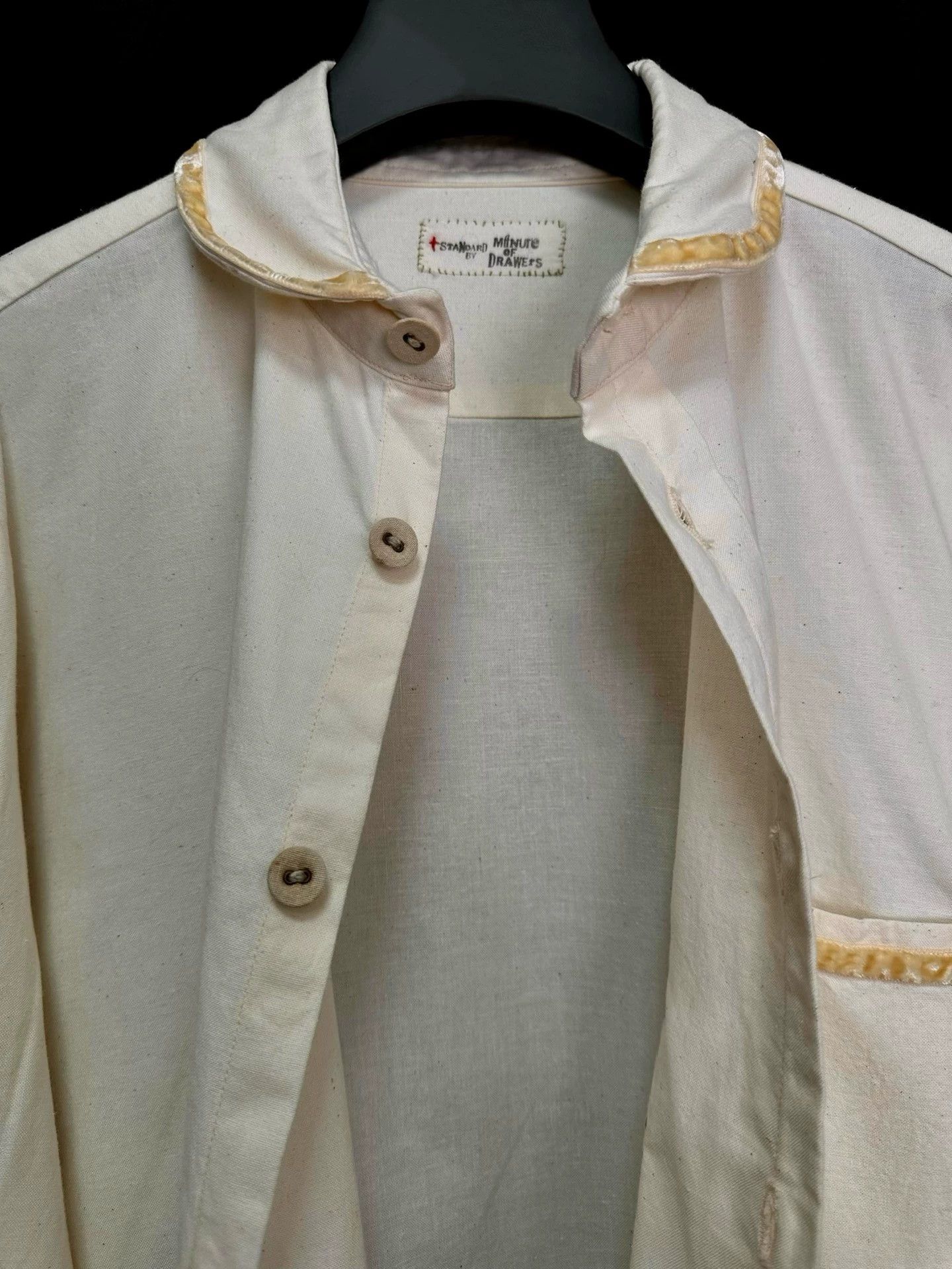 Other MANURE OF DRAWS 1920s Round Collar Velvet Linen Shirt Size US S / EU 44-46 / 1 - 4 Thumbnail