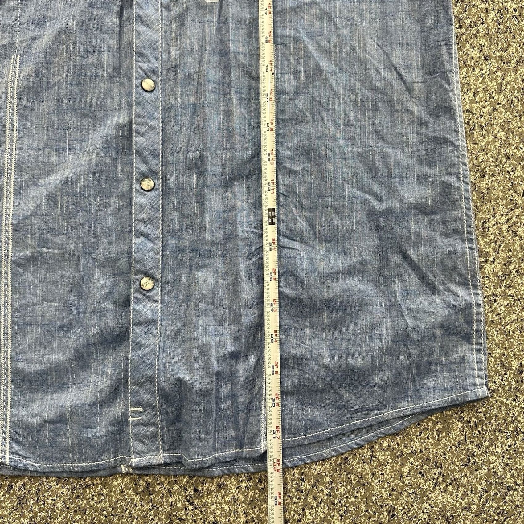 BKE BKE Pearl Snap Shirt Mens XL Blue Chambray Western Long Sleeve Standard Fit Size US XL / EU 56 / 4 - 5 Thumbnail