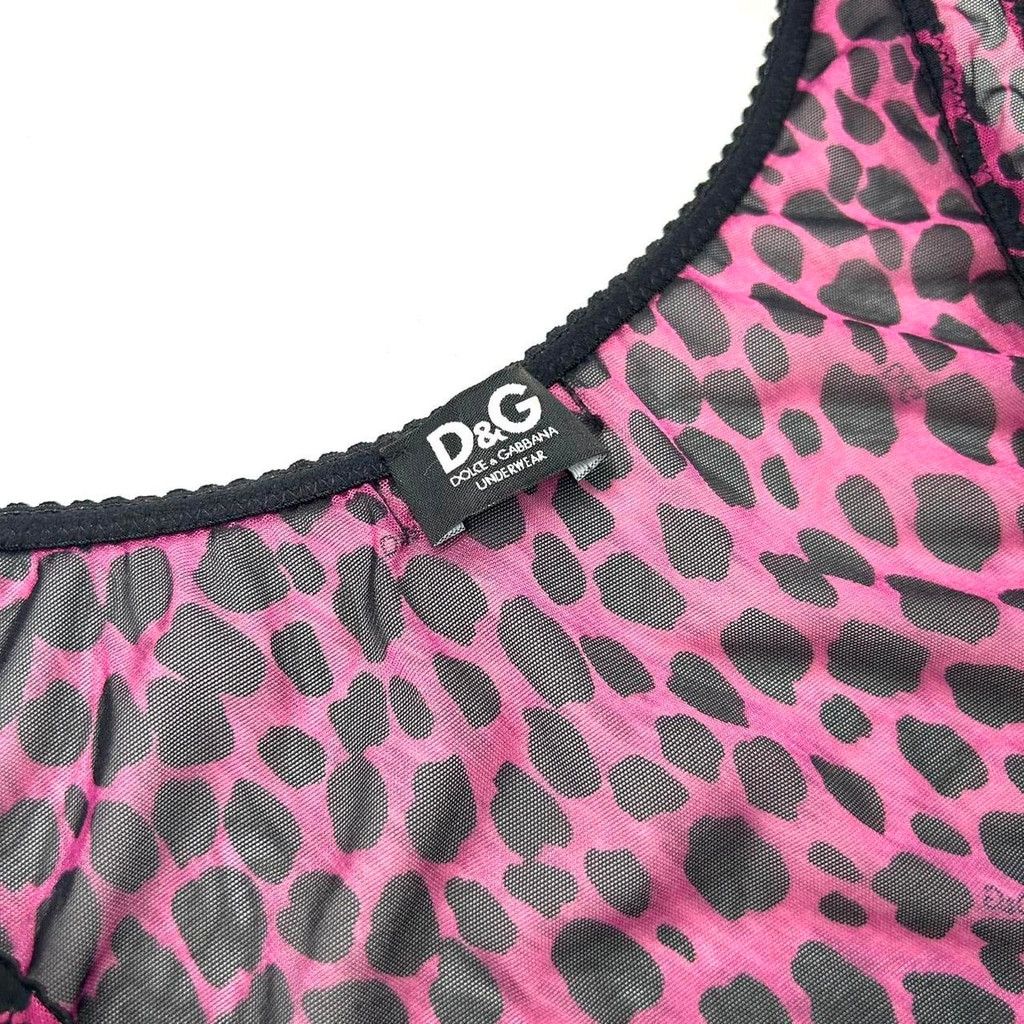 Dolce & Gabbana y2k D&G pink and black mesh cheetah print tank top Size S / US 4 / IT 40 - 7 Thumbnail