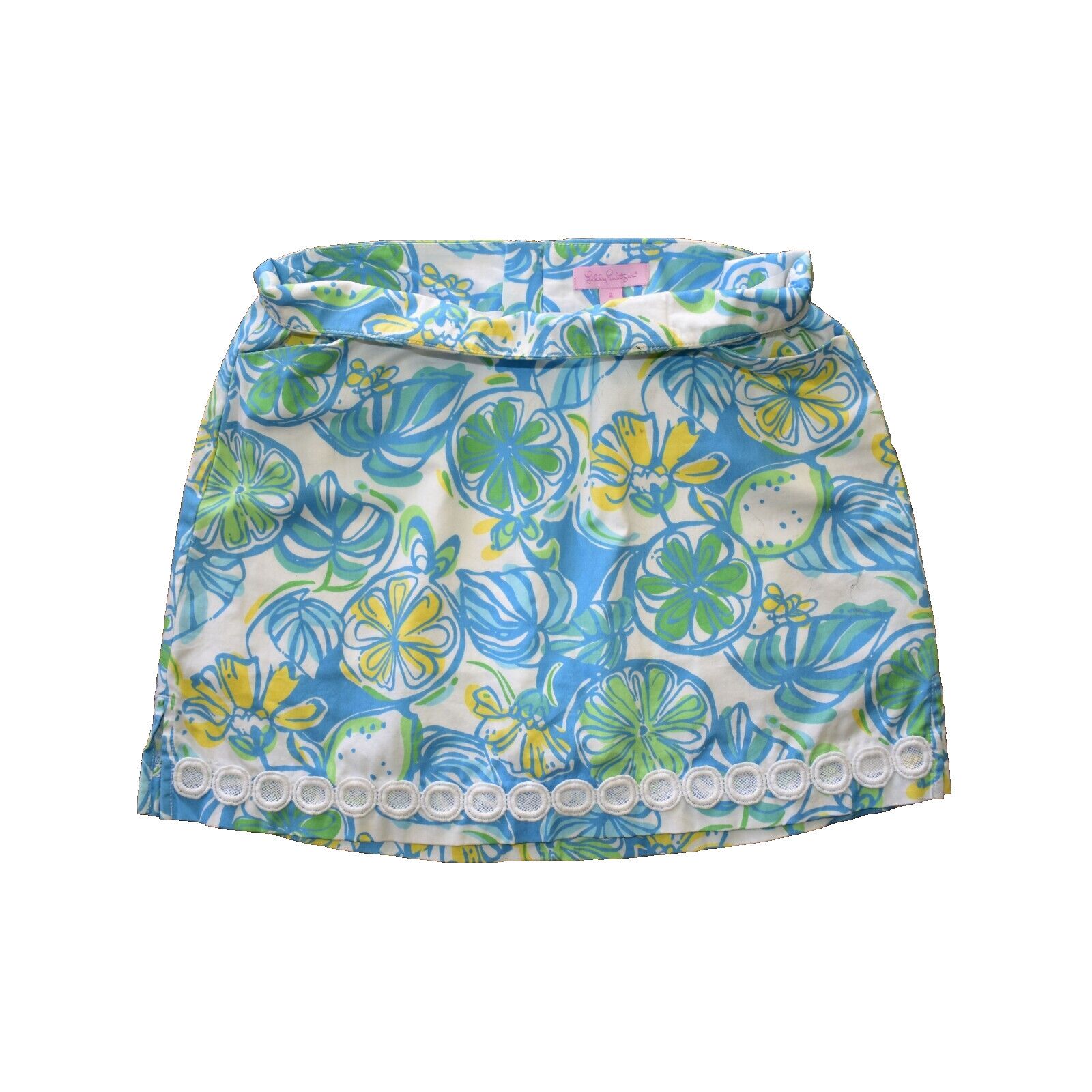 Lilly Pulitzer LILLY PULITZER Blue White Fruit Back Zipper Skort Skirt Sz 2 Size 26" / US 2 / IT 38 - 3 Thumbnail