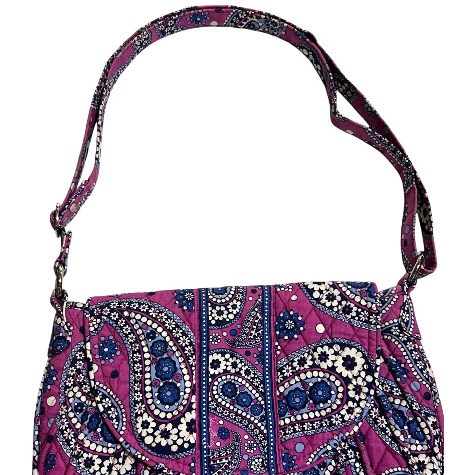 Vintage Vera Bradley Hobo Saddle Bag Boysenberry Purse Crossbody Shoulder Women Large Purple Pattern Paisley Quilted Size ONE SIZE - 5 Thumbnail