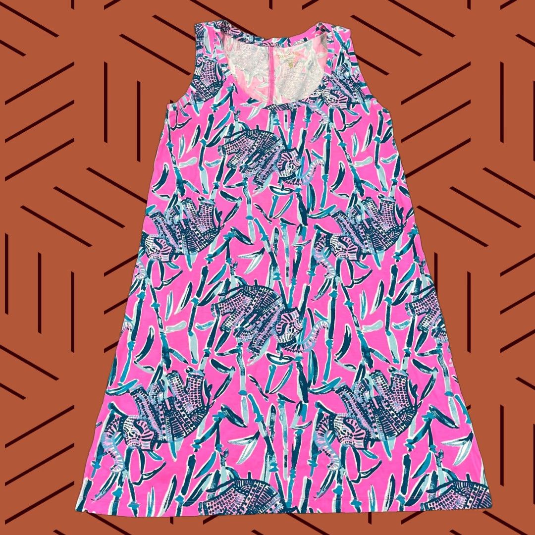 Lilly Pulitzer Lilly Pulitzer Raylee Dress Womens S Pink Blue Peanut  Gallery Animal Print A-Line Multicolor Short Sleeveless Round Neck Pullover  Dress | Grailed