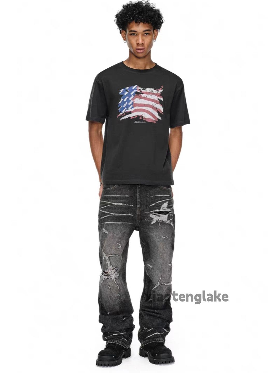 Jean Washed faded punk grunge skate hiphop ripped jeans Size US 36 / EU 52 - 1 Thumbnail