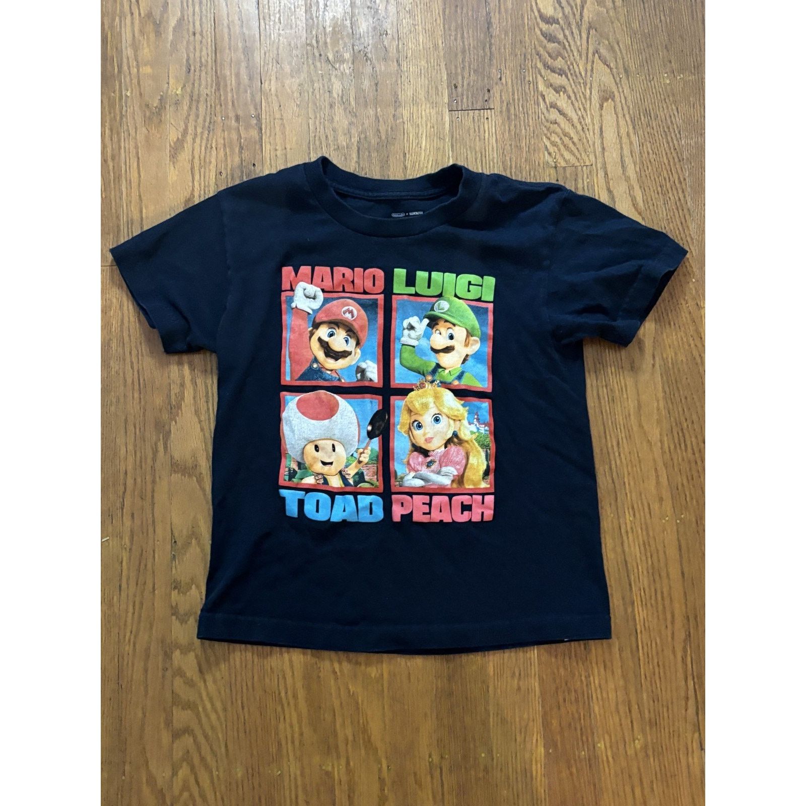Nintendo Mario Bros Mario Luigi Toad Peach Kids Black Tee Shirt SM Size US S / EU 44-46 / 1 - 1 Thumbnail