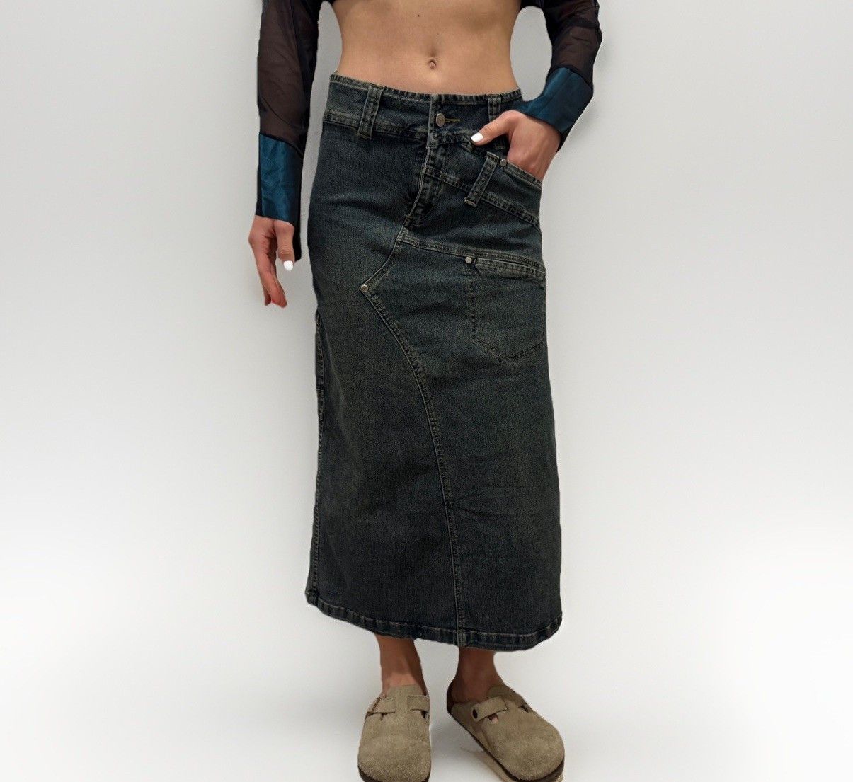 Other Tulip Jeans vintage avant garde Denim y2k midi skirt Size S Size 25" / US 0 / IT 36 - 1 Thumbnail