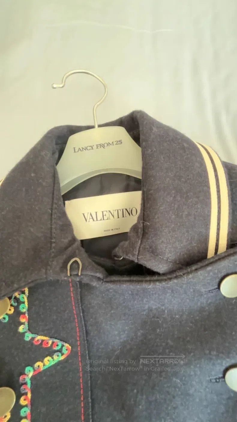 Valentino Valentino Navy blue embroidered heavy work coat Size S / US 4 / IT 40 - 1 Thumbnail
