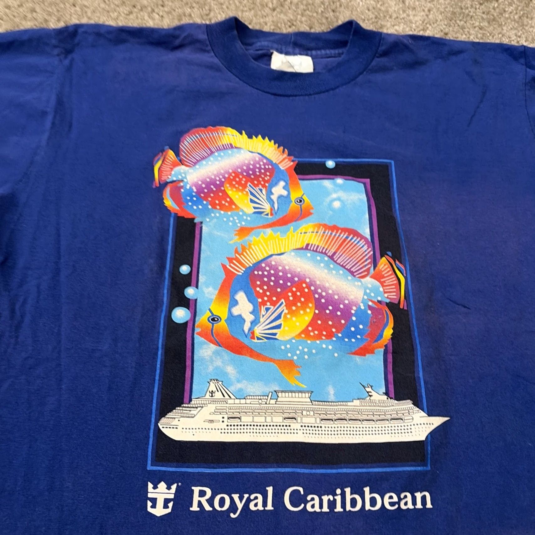 Vintage VINTAGE 90s Royal Caribbean Blue Tropical Fish Cruise T-Shirt XL Men Mens XL Blue Tropical Fish Cruise Shirt Size US XL / EU 56 / 4 - 3 Thumbnail